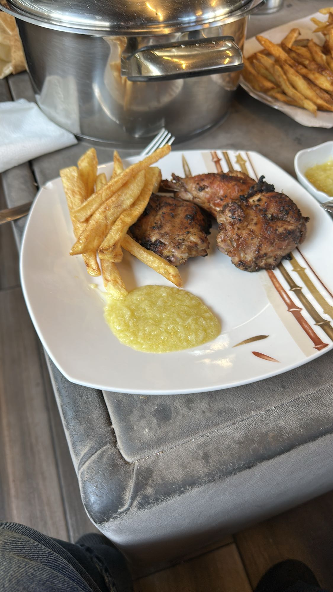 Grilled chicken with fries