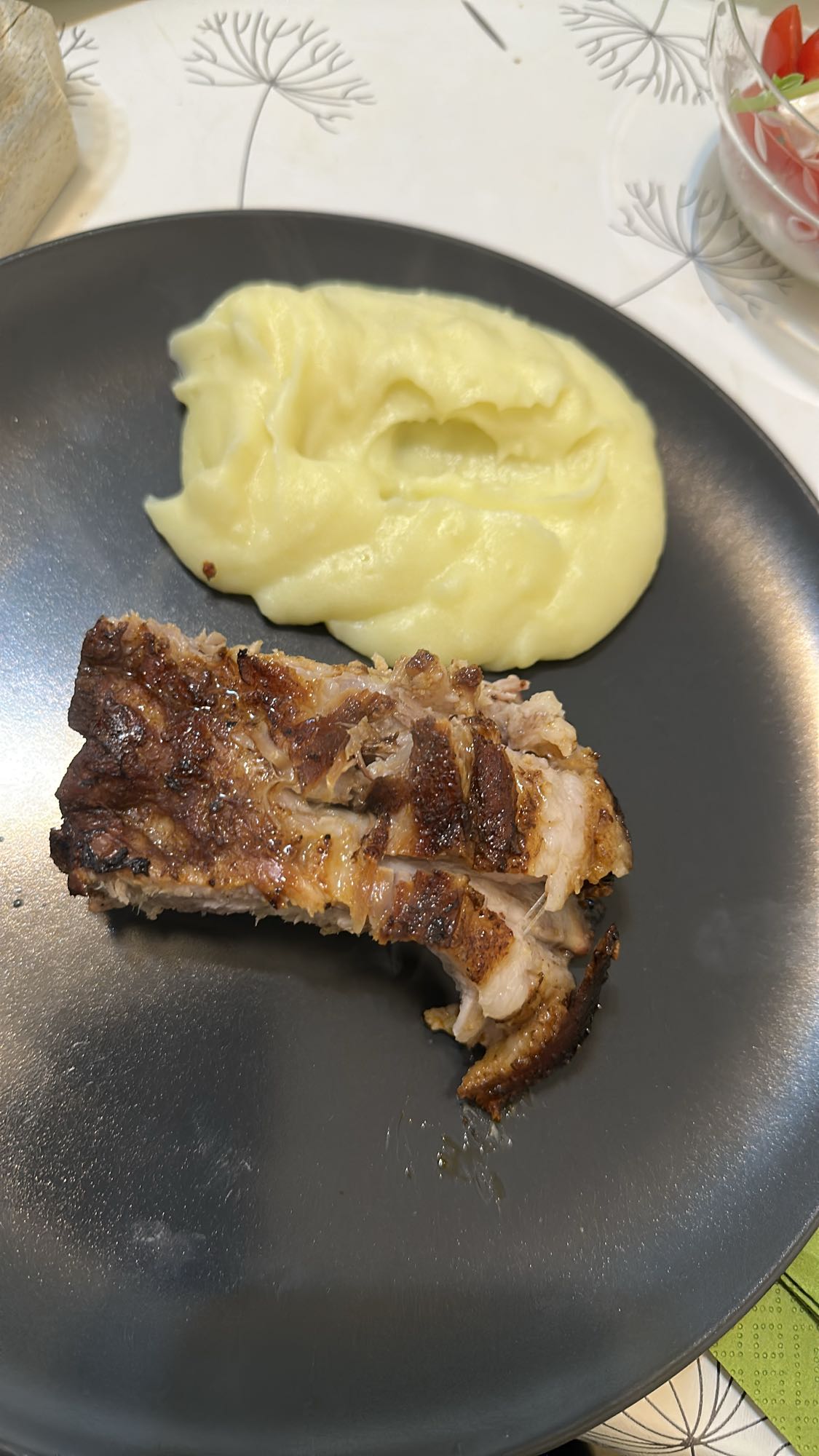 Pork rib with mashed potato
