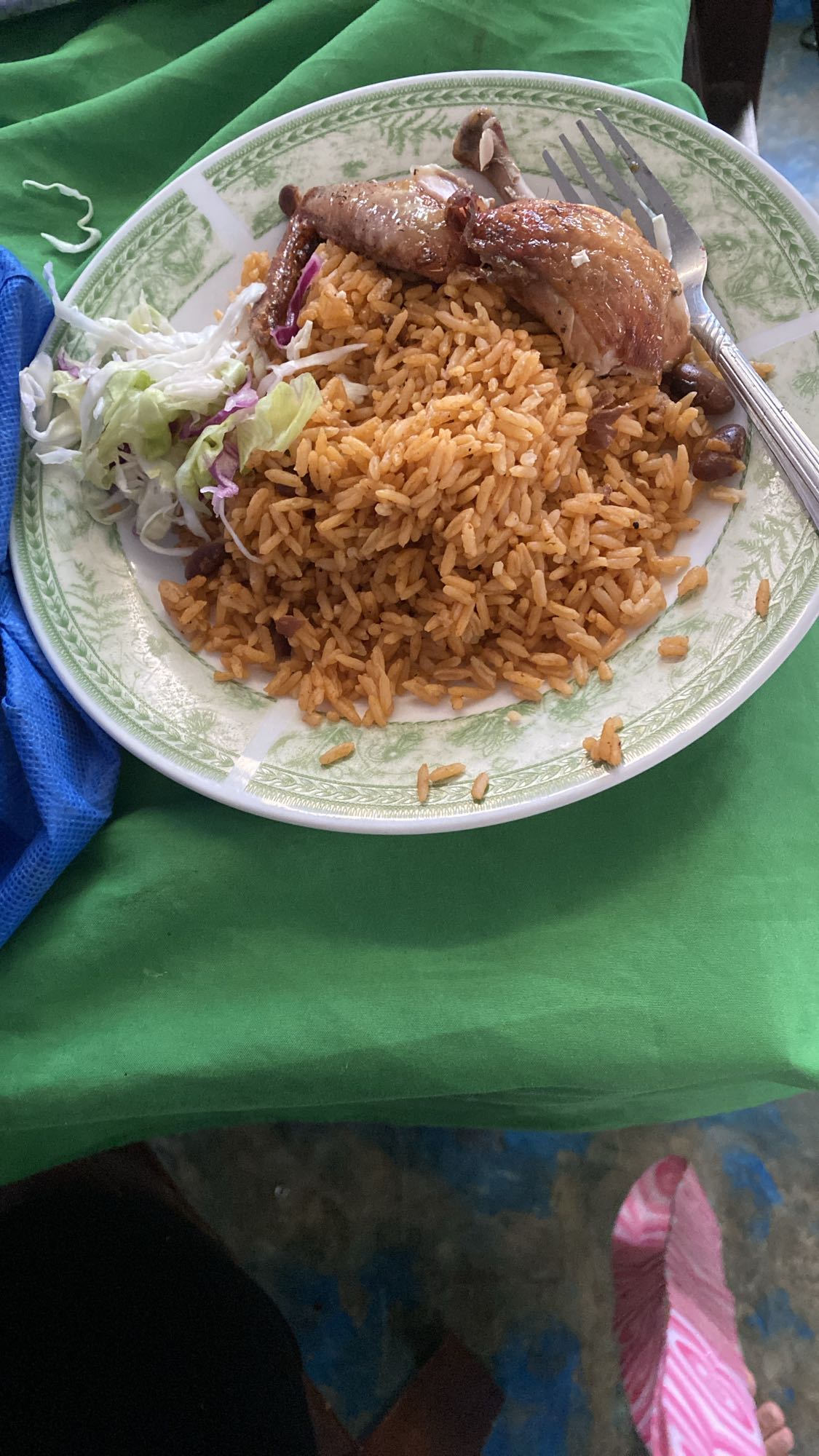 Arroz con pollo y ensalada