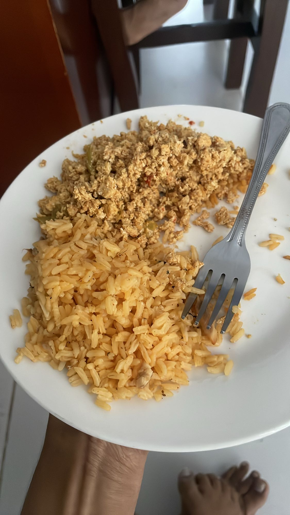 arroz y huevos revueltos