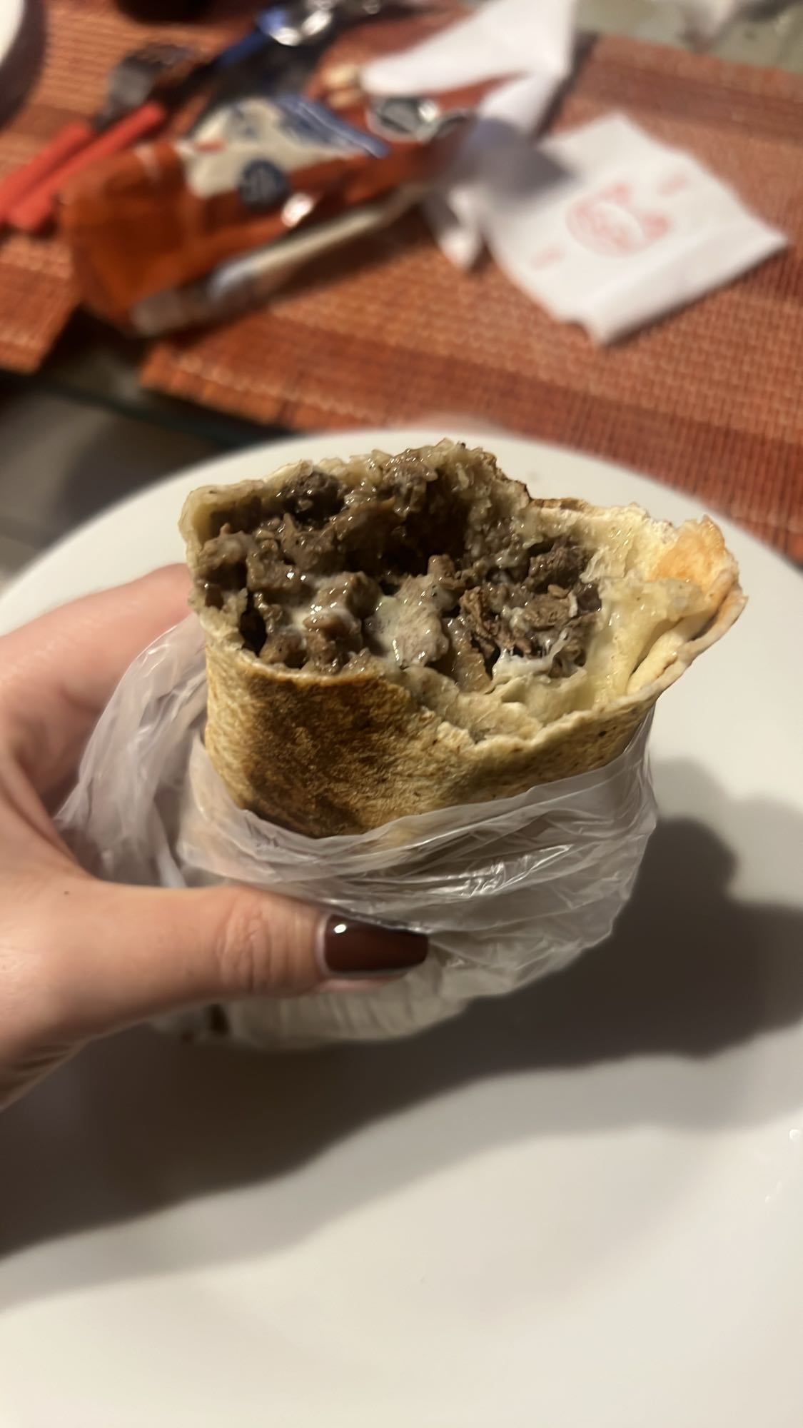 Beef wrap with cheese