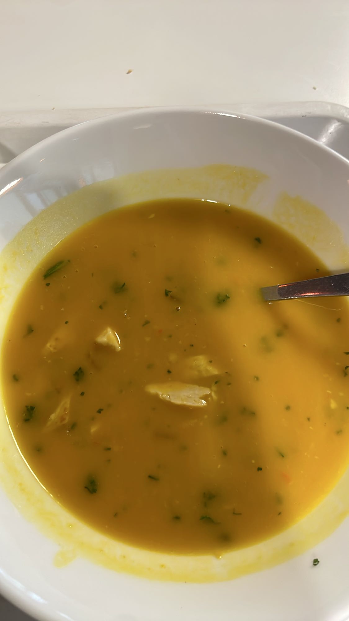 Soupe de potiron au poulet