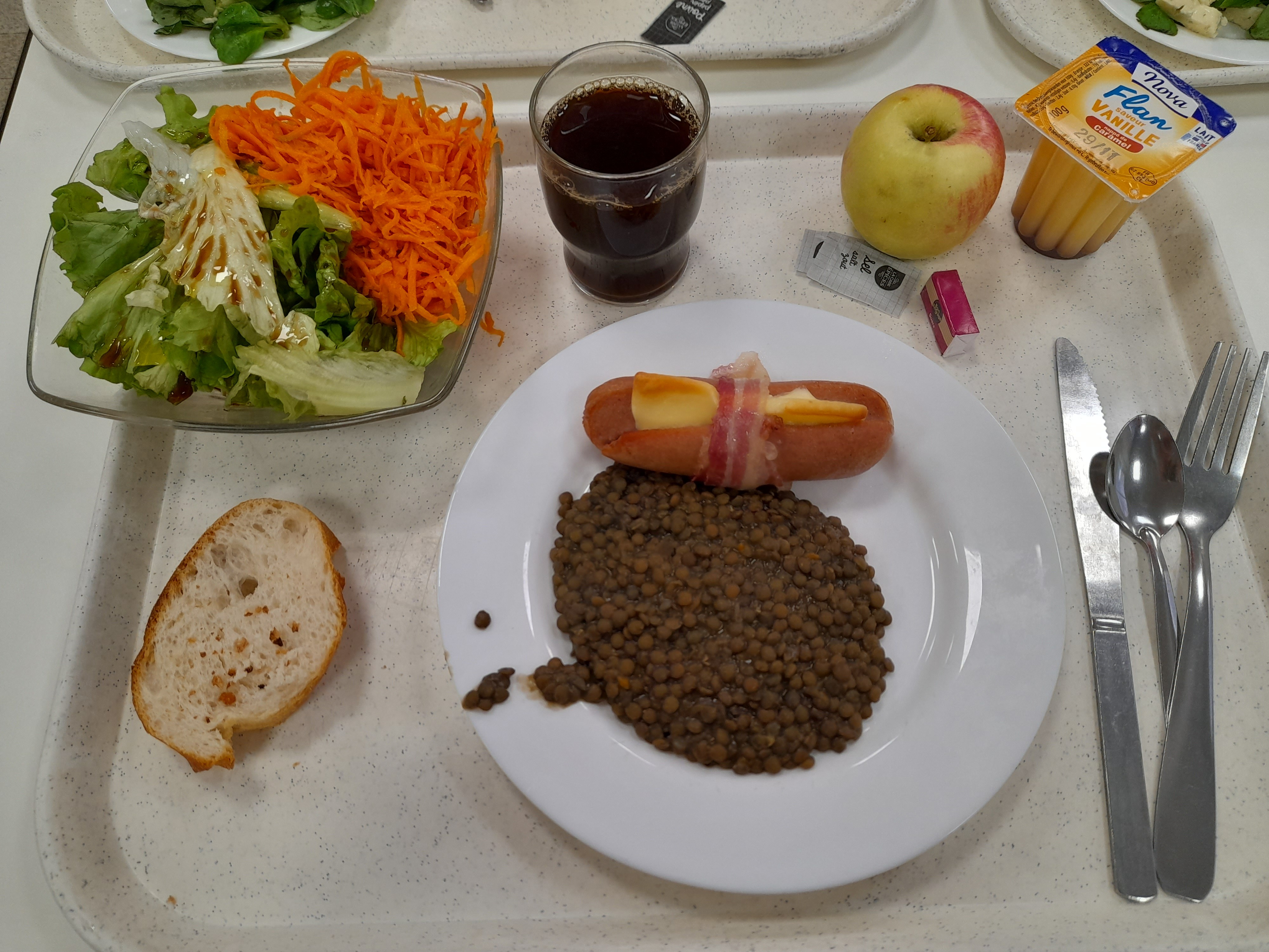 Déjeuner lentilles et salade