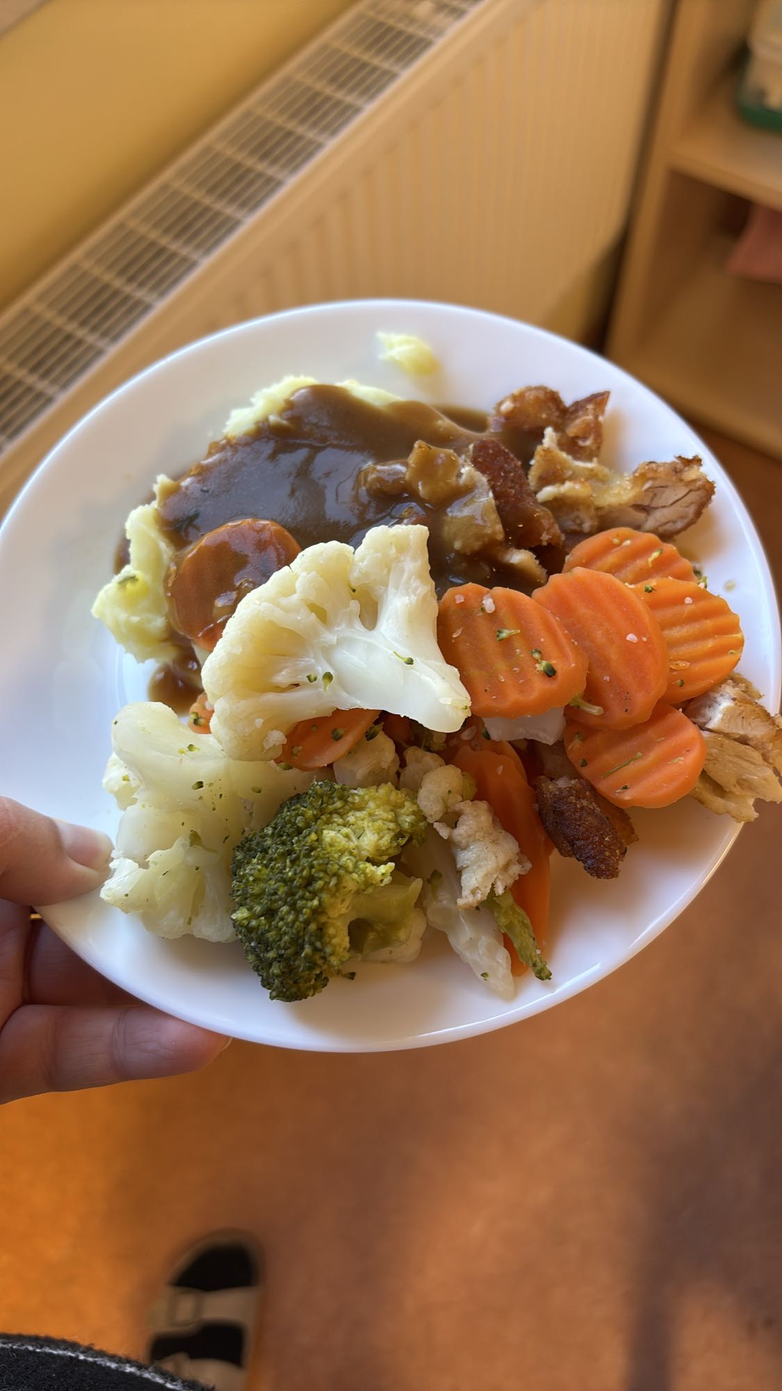 Kip met aardappelpuree en groenten