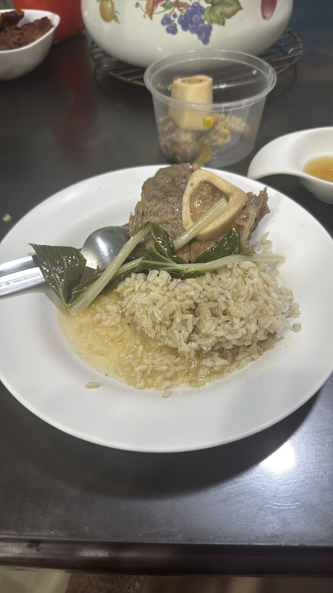 Beef stew with brown rice