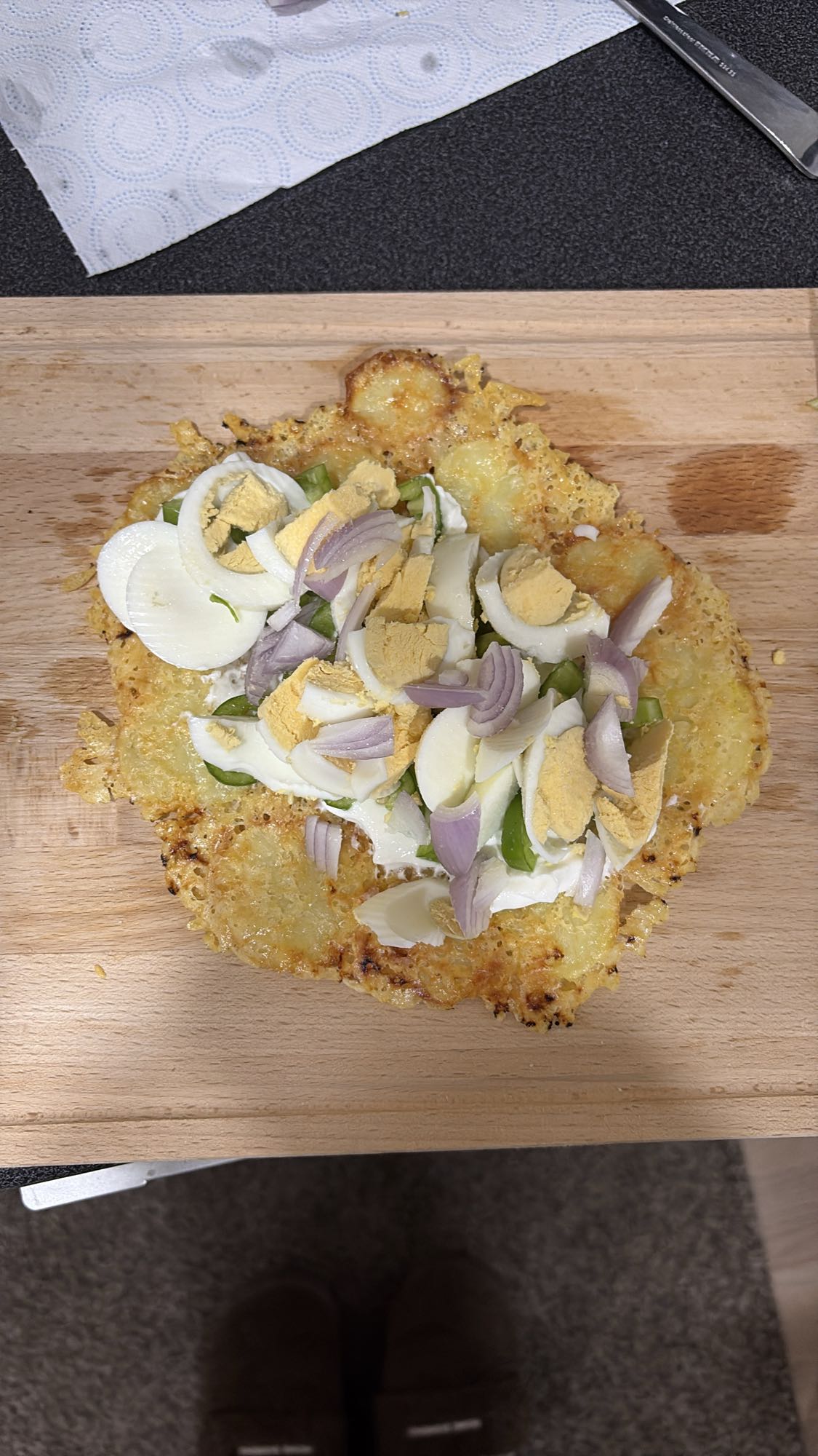 Ostebunn med egg og grønnsaker