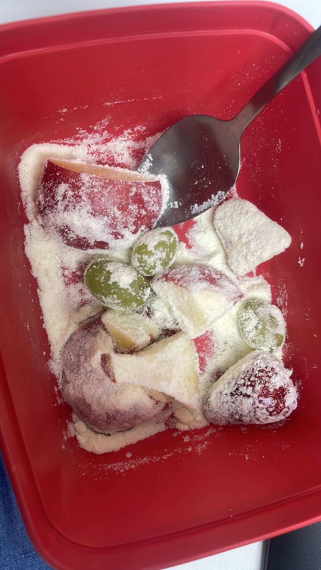 Frutas com leite em pó