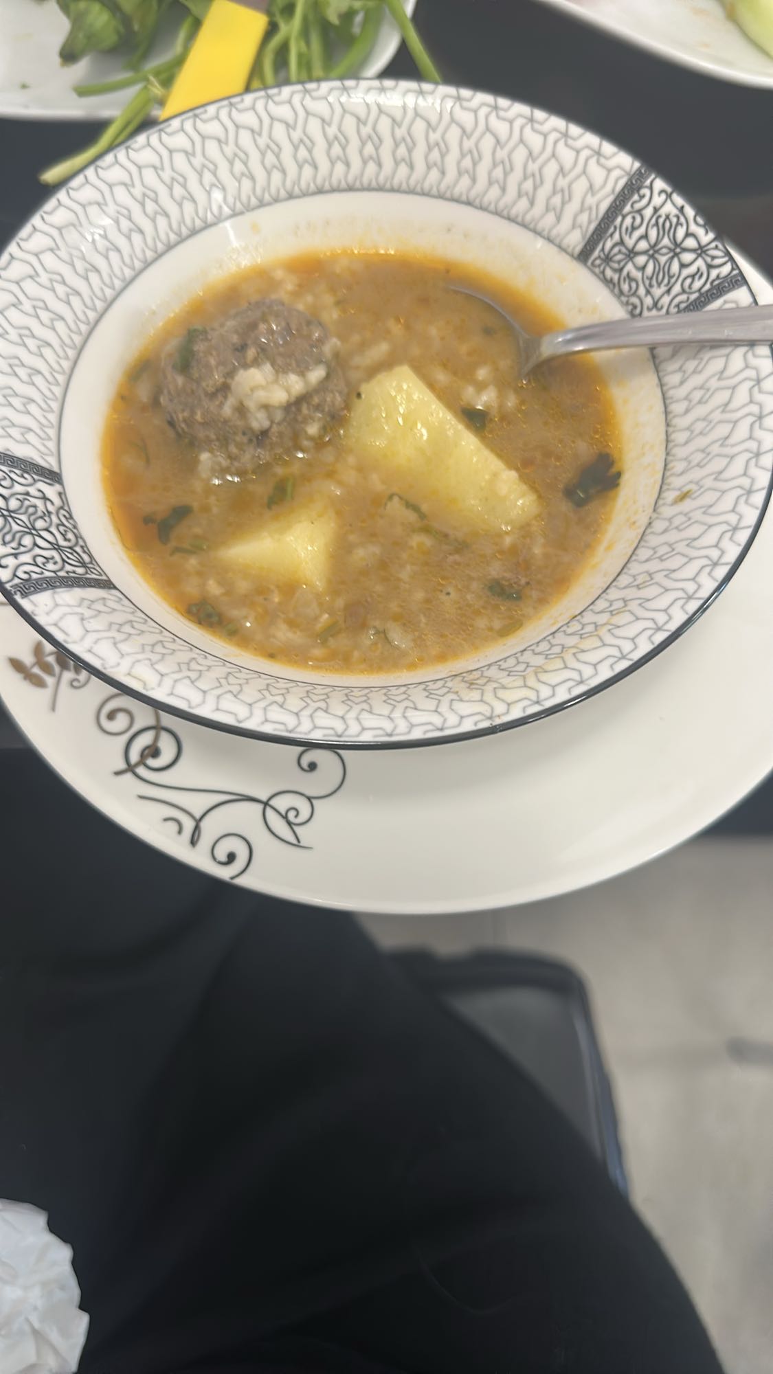 Meatball soup with rice