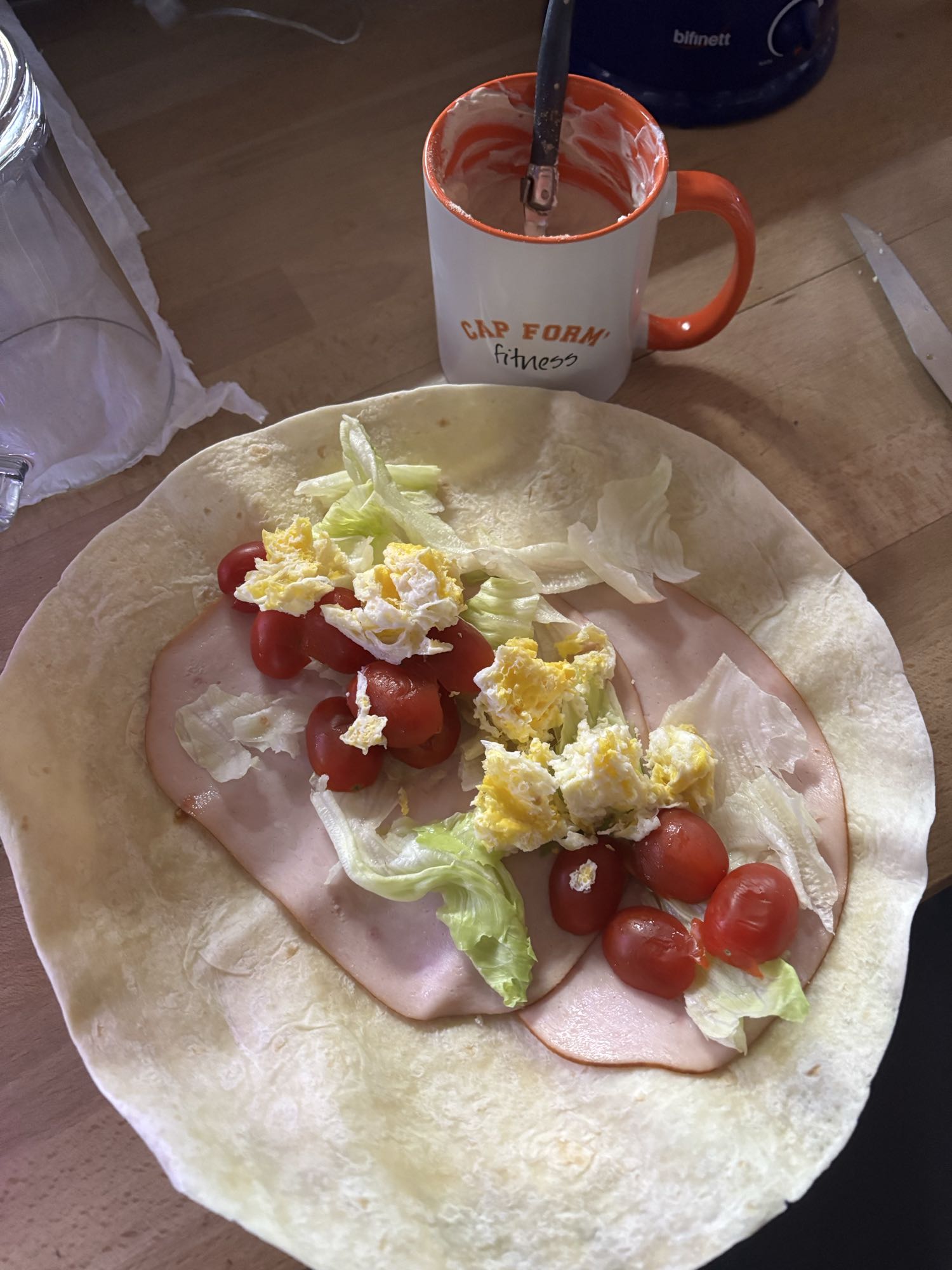 Wrap jambon œuf crudités