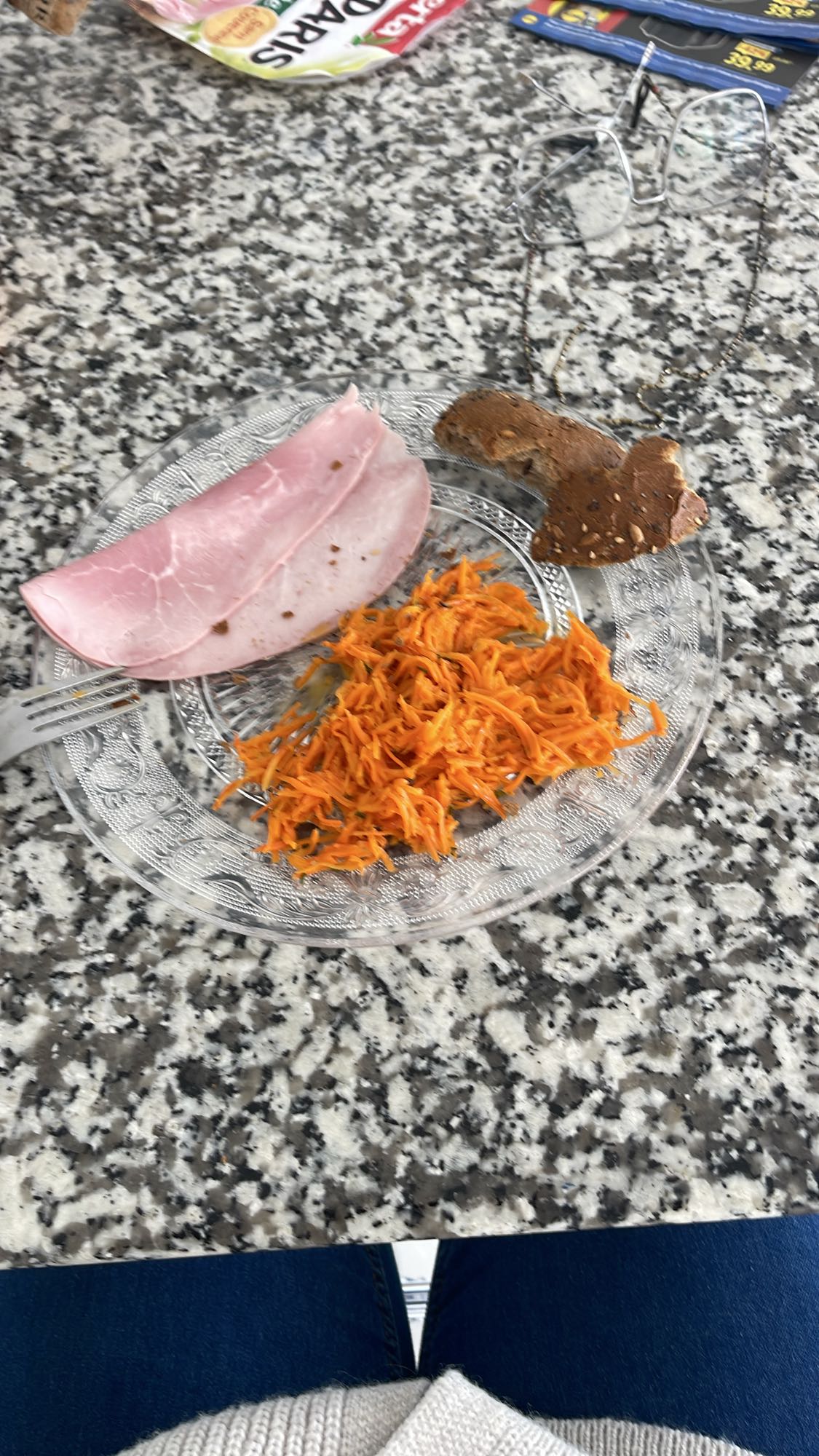 Déjeuner léger jambon carotte