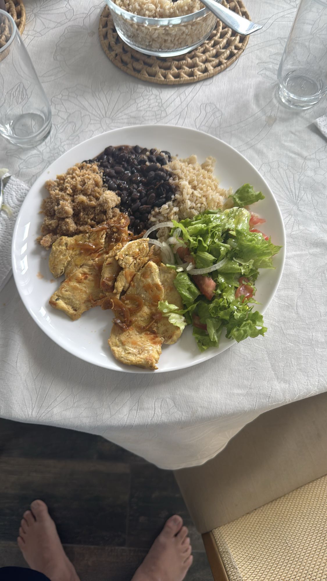 Prato com frango e arroz