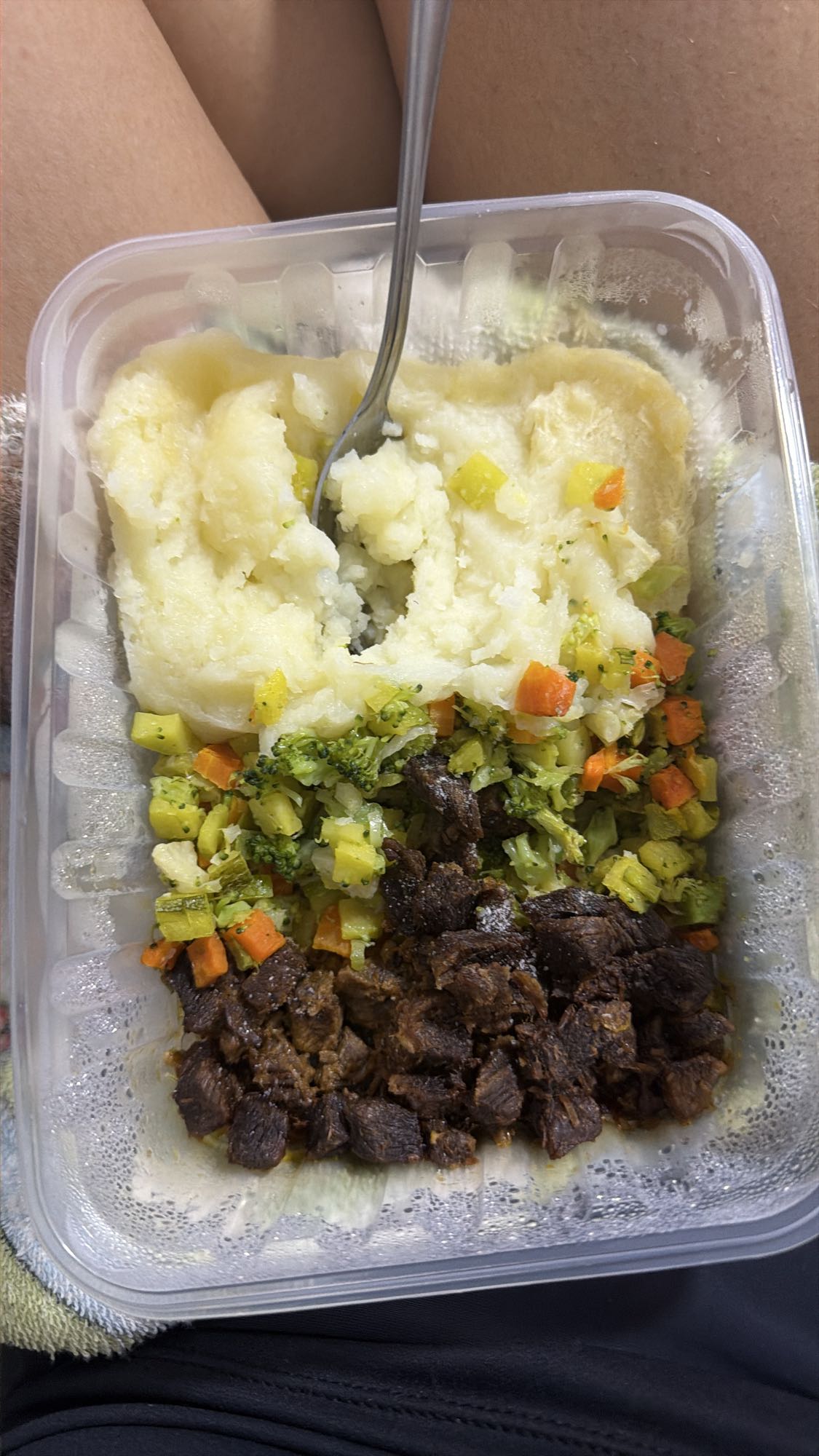 Carne, purê e legumes