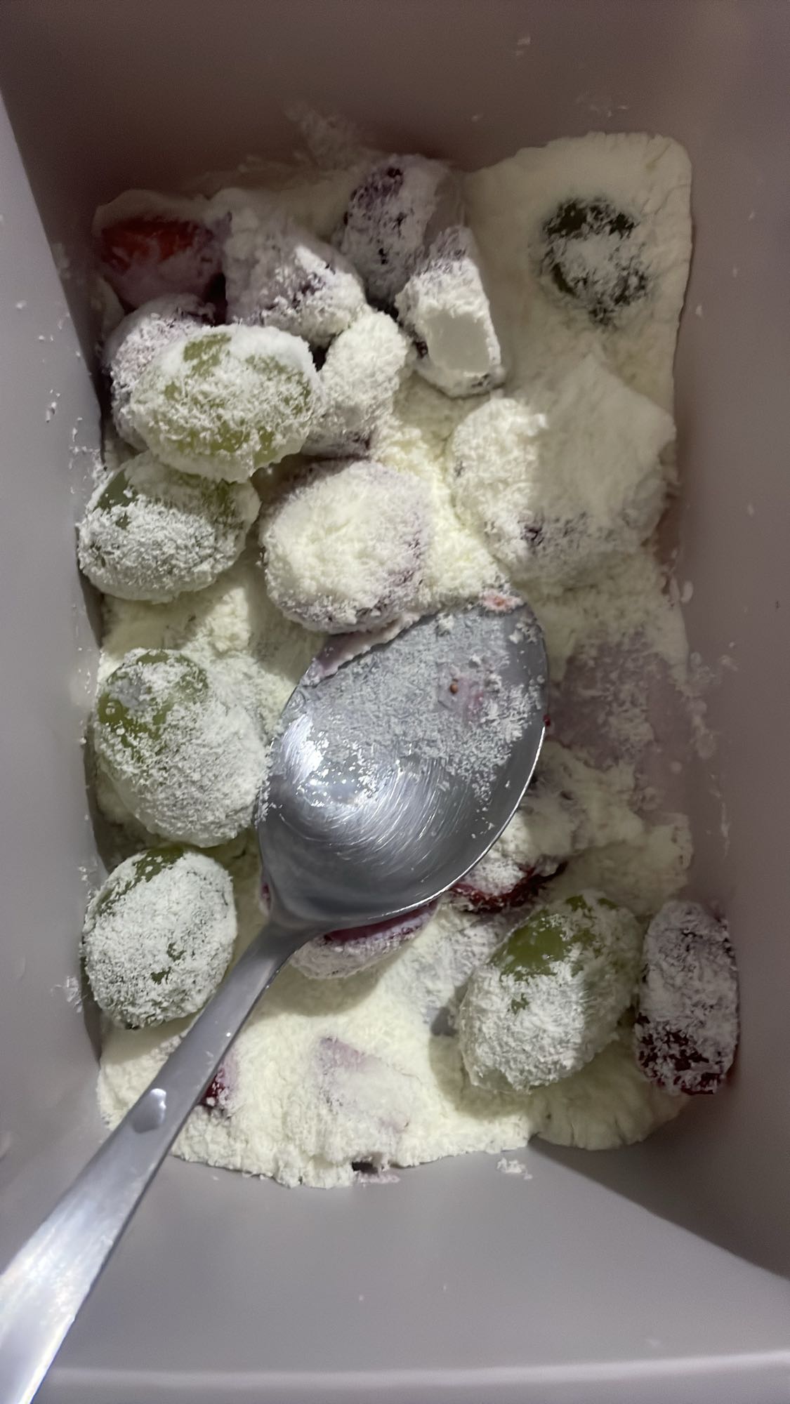 Uvas com leite em pó