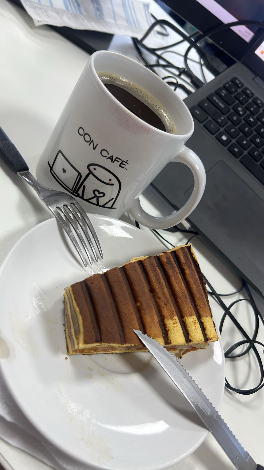 Layered cake and black coffee