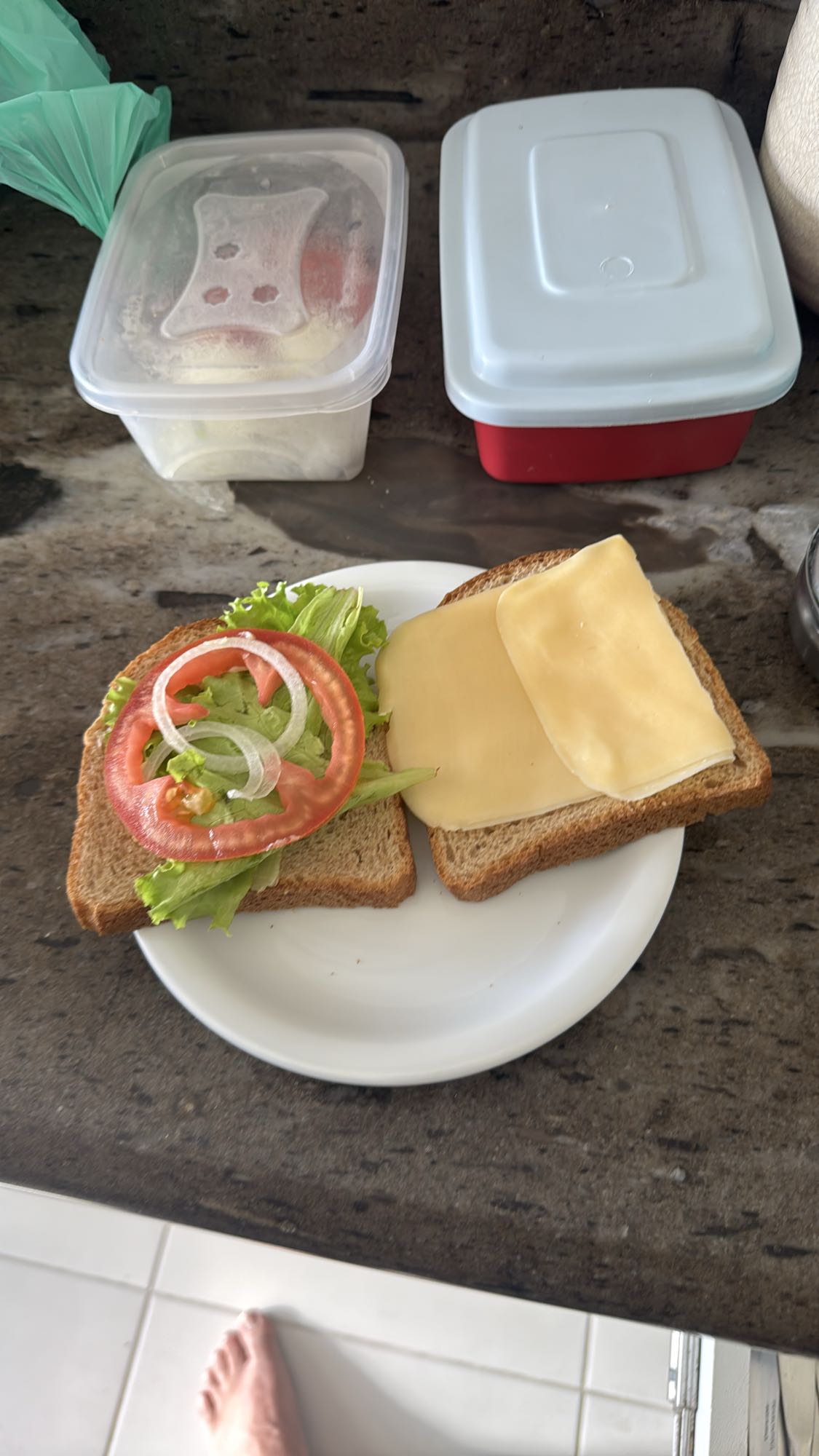 Sanduíche de queijo e salada