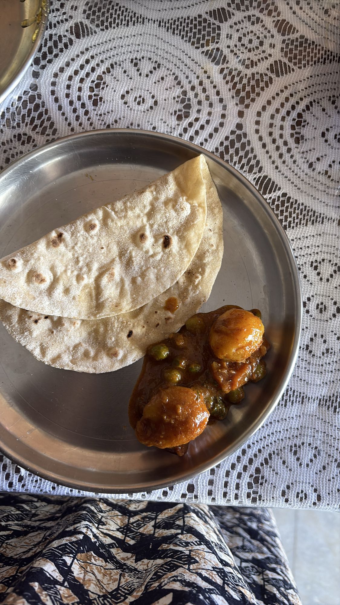 Chapati with potato curry
