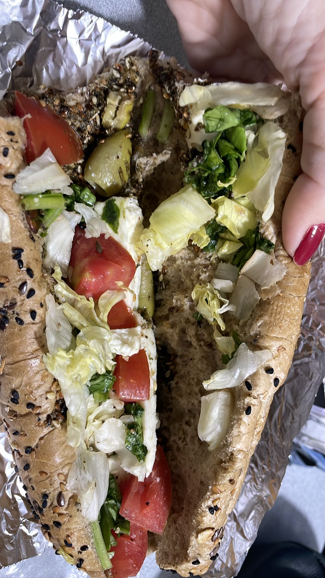 Veggie sandwich on seeded bread