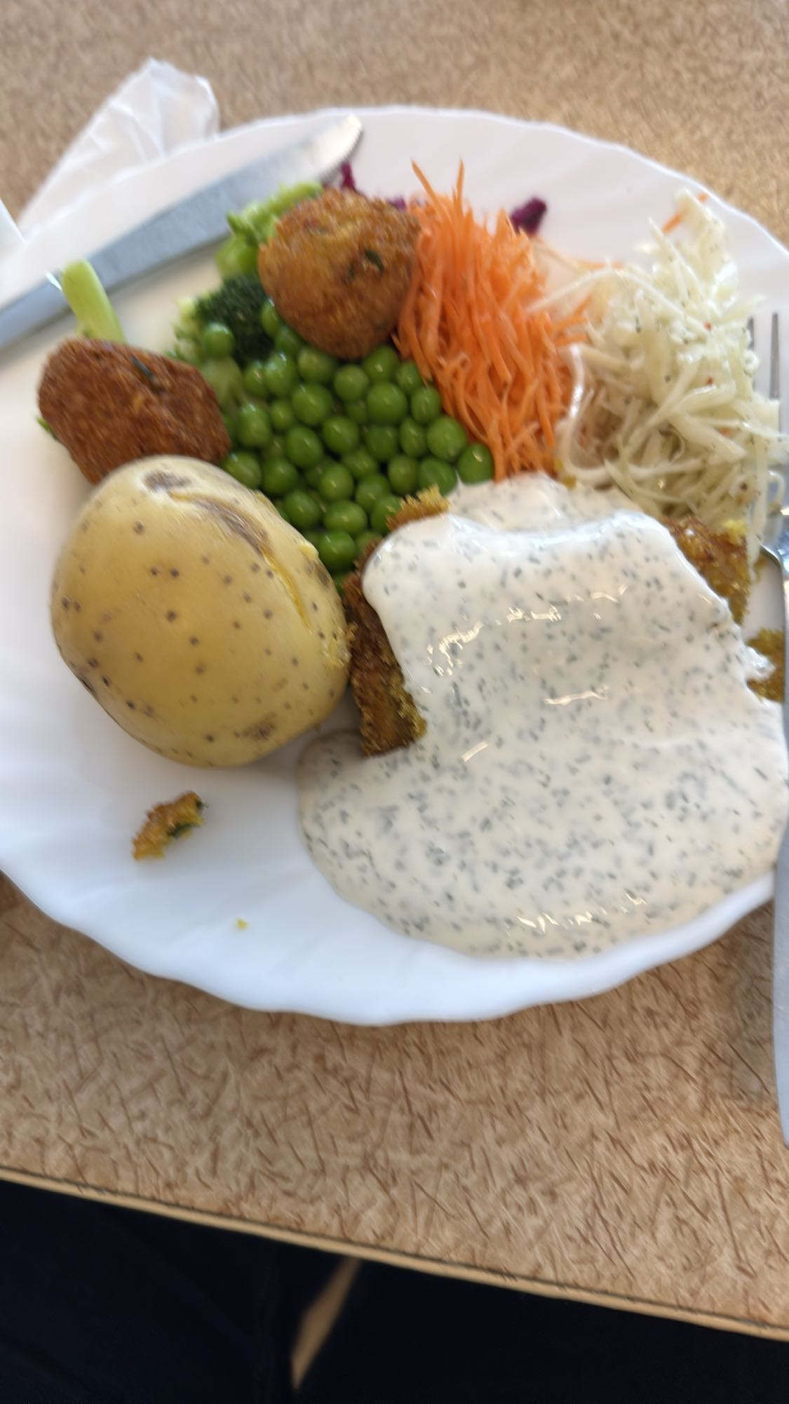 Falafel med potatis och sås