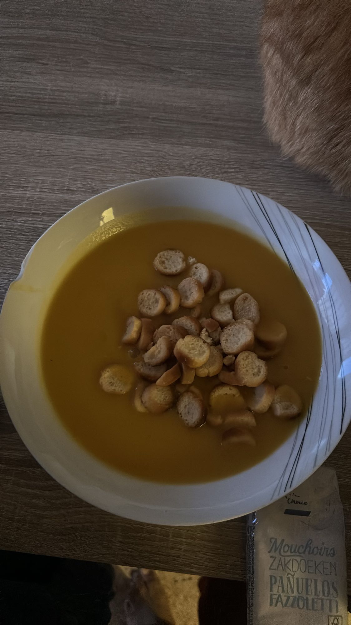 Soupe de potiron croûtons