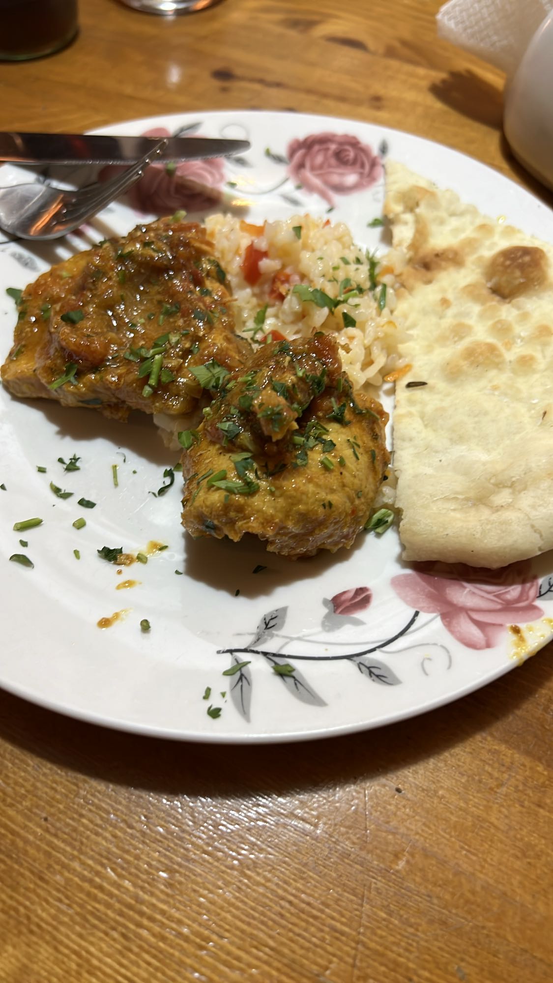 Pui cu orez și lipie