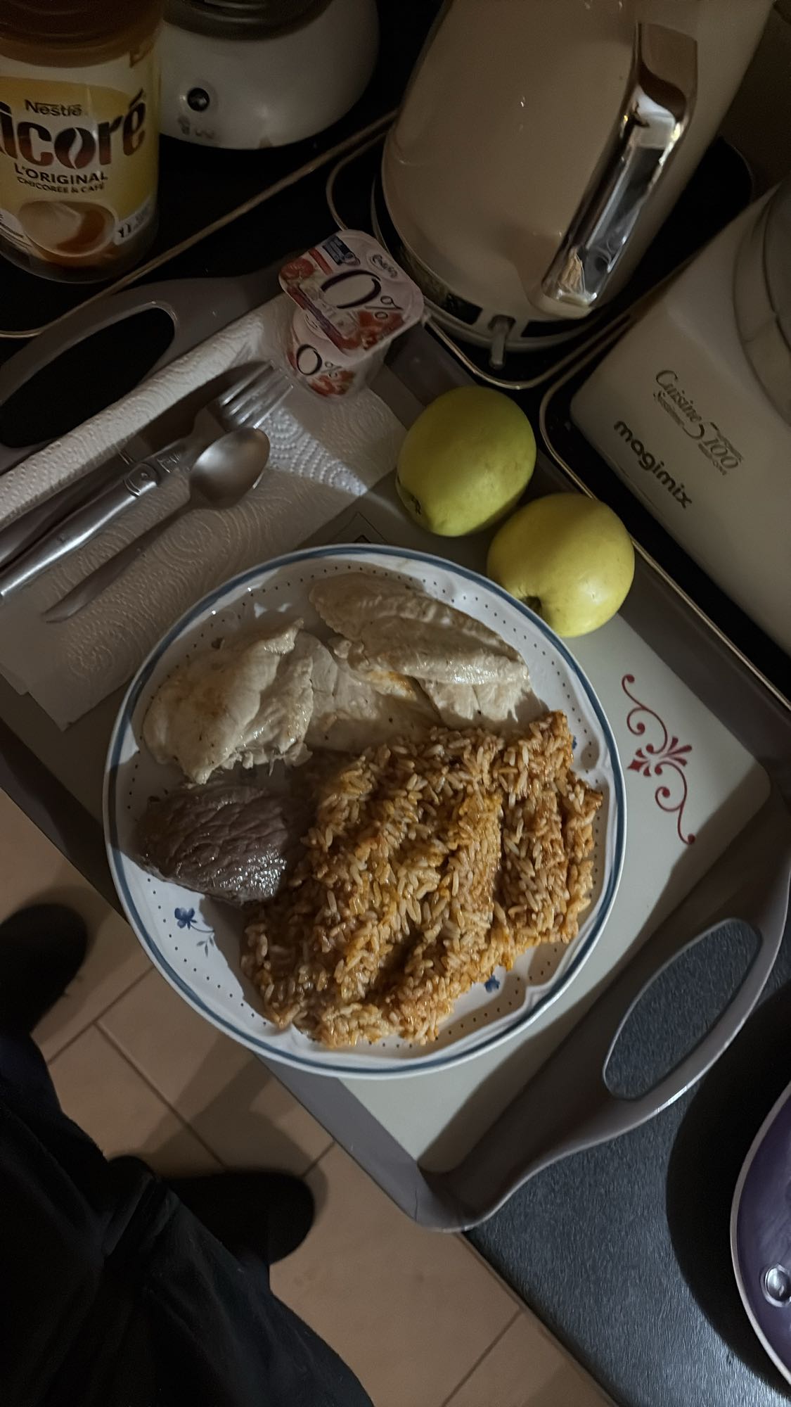 Riz, poulet et yaourt