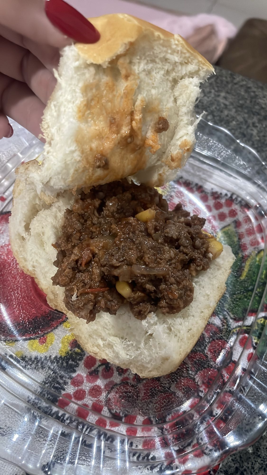 Pão com carne moída