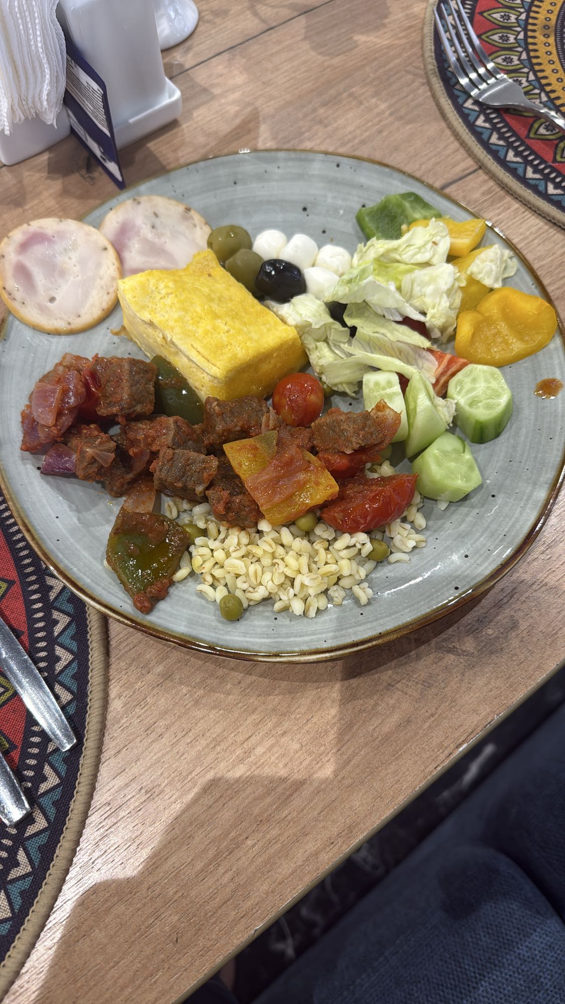 тарелка с мясом и салатом