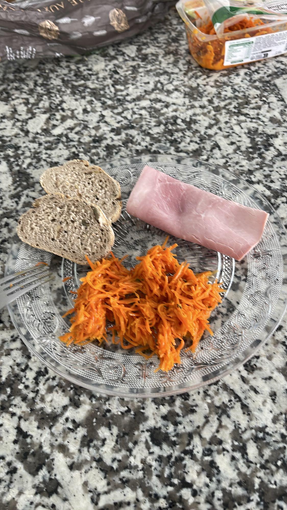 Déjeuner jambon carottes