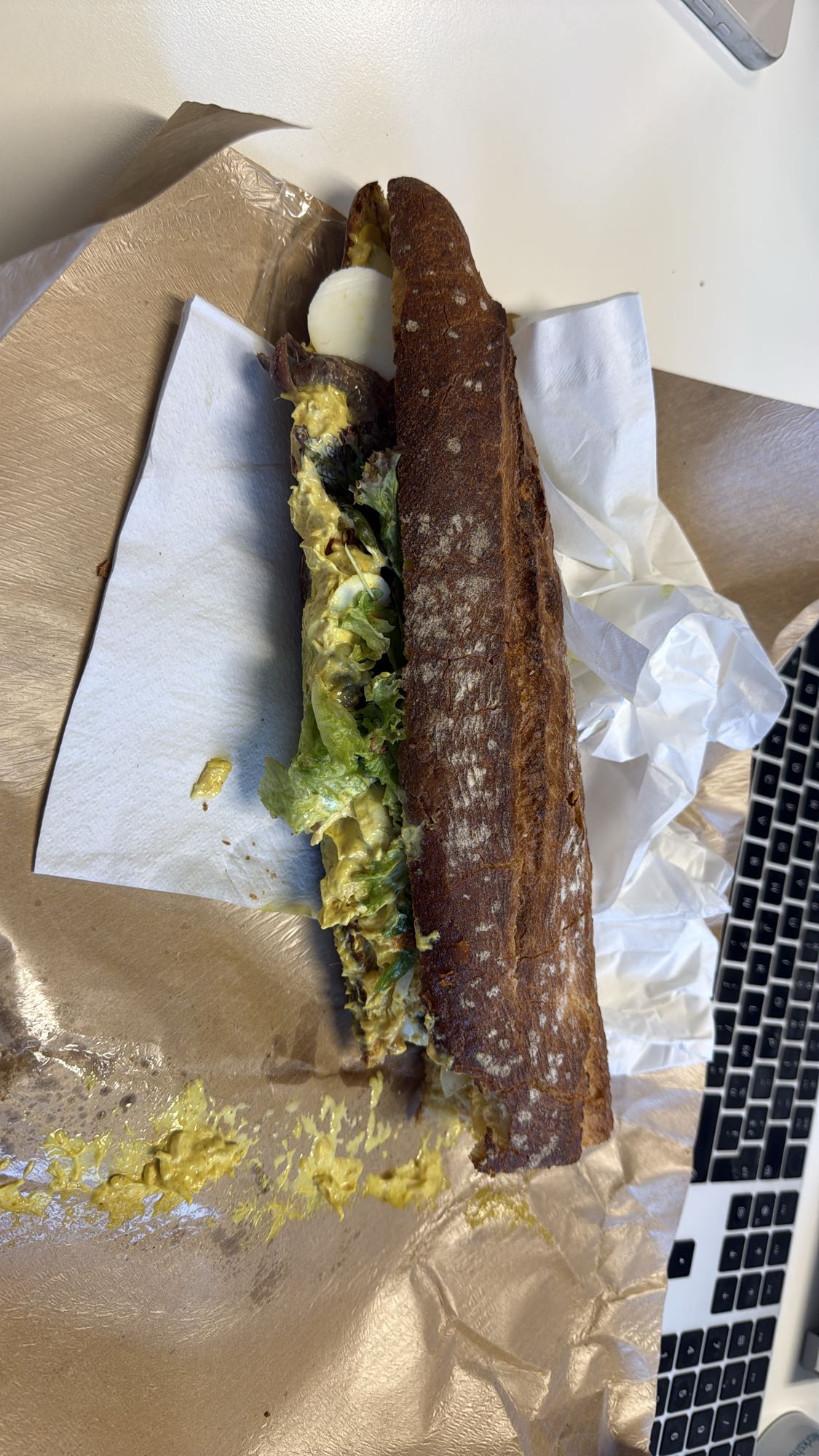 Curry Chicken Egg Salad Baguette