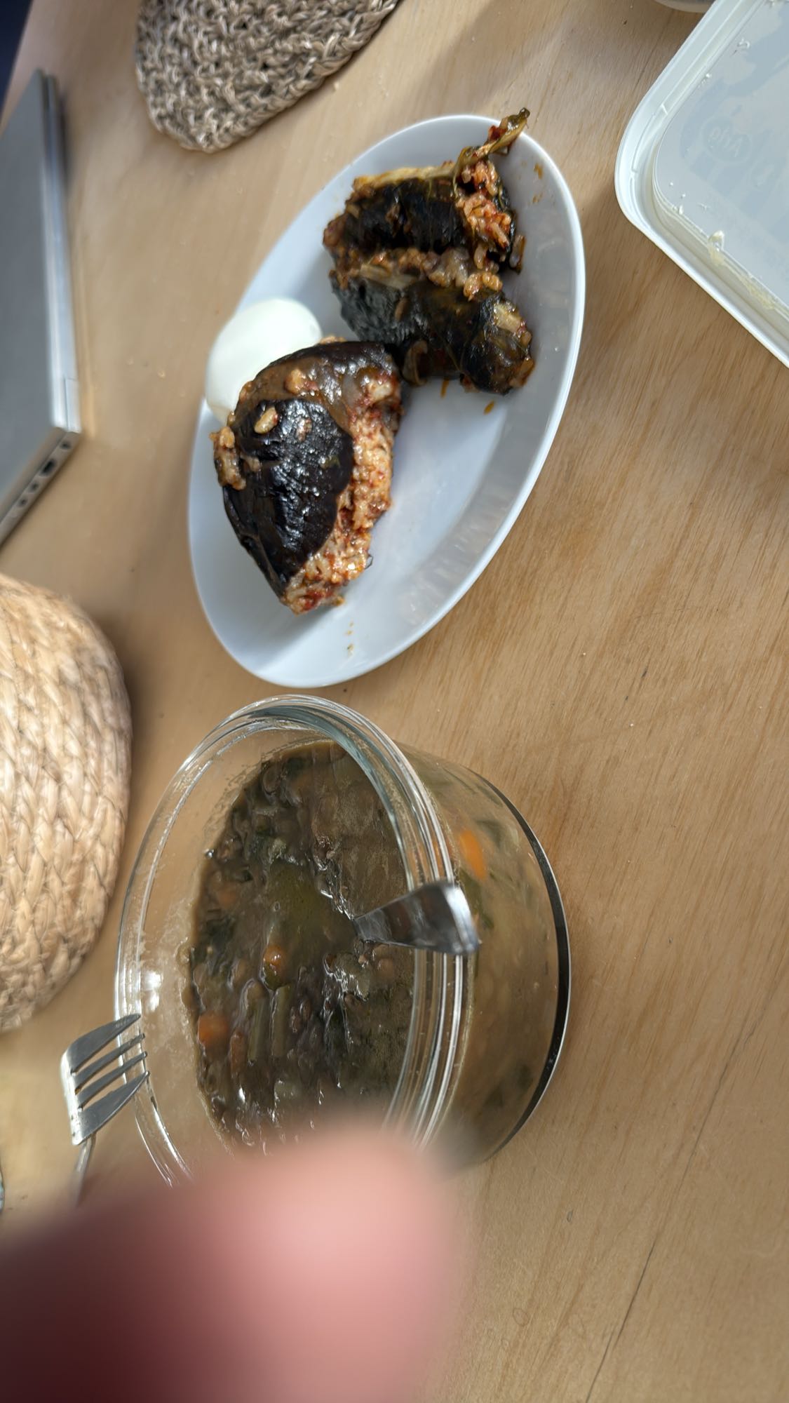 Fylld aubergine & linsgryta