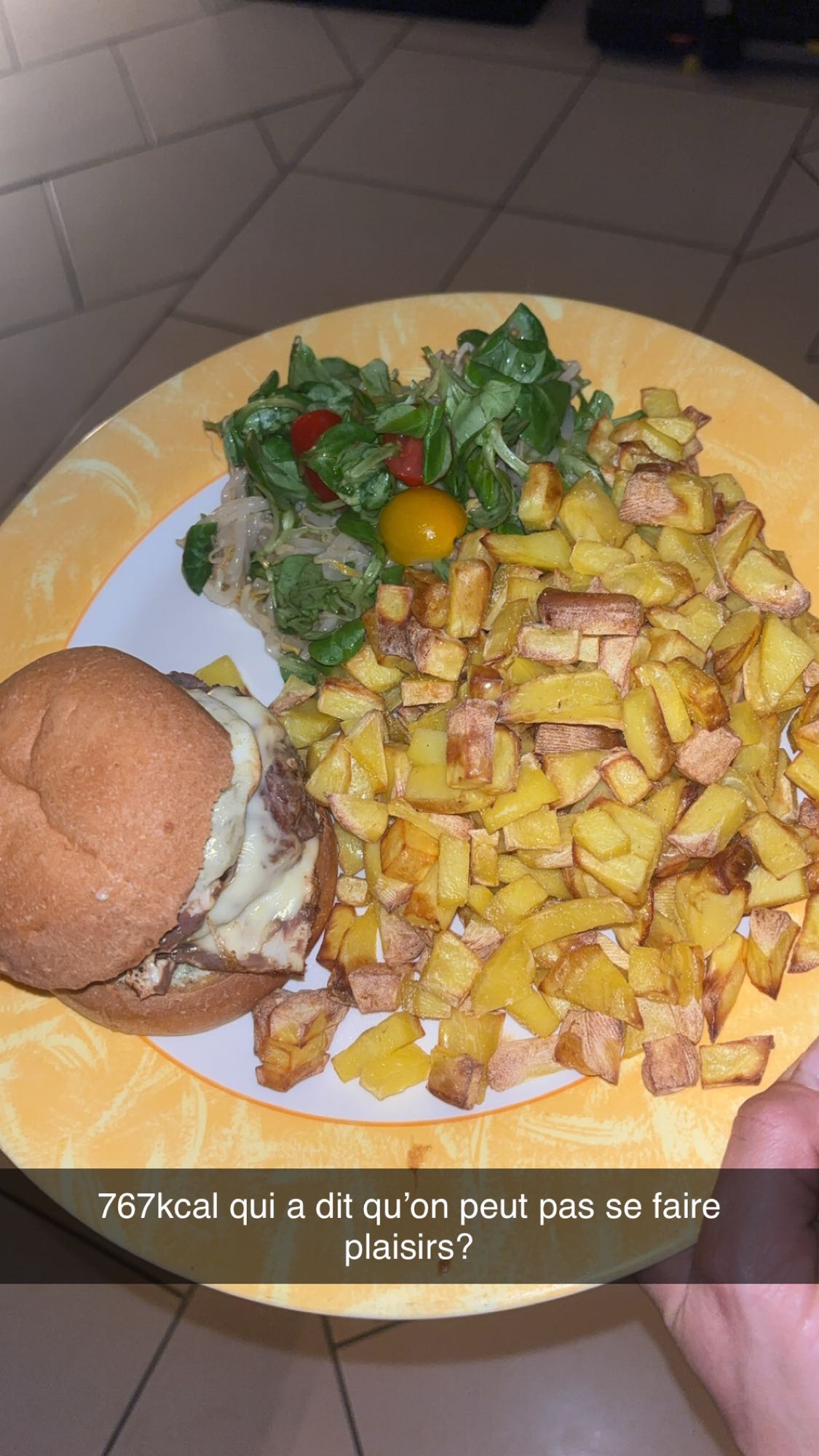 Burger frites et salade