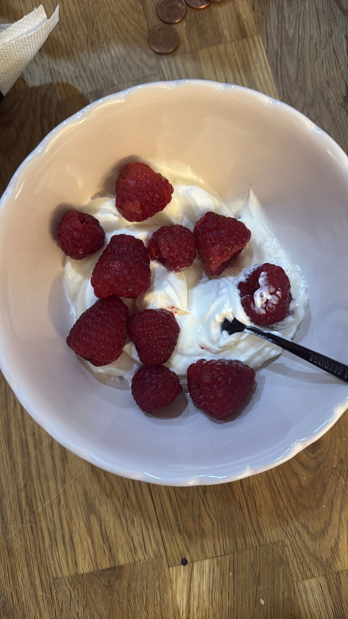 Yaourt et framboises