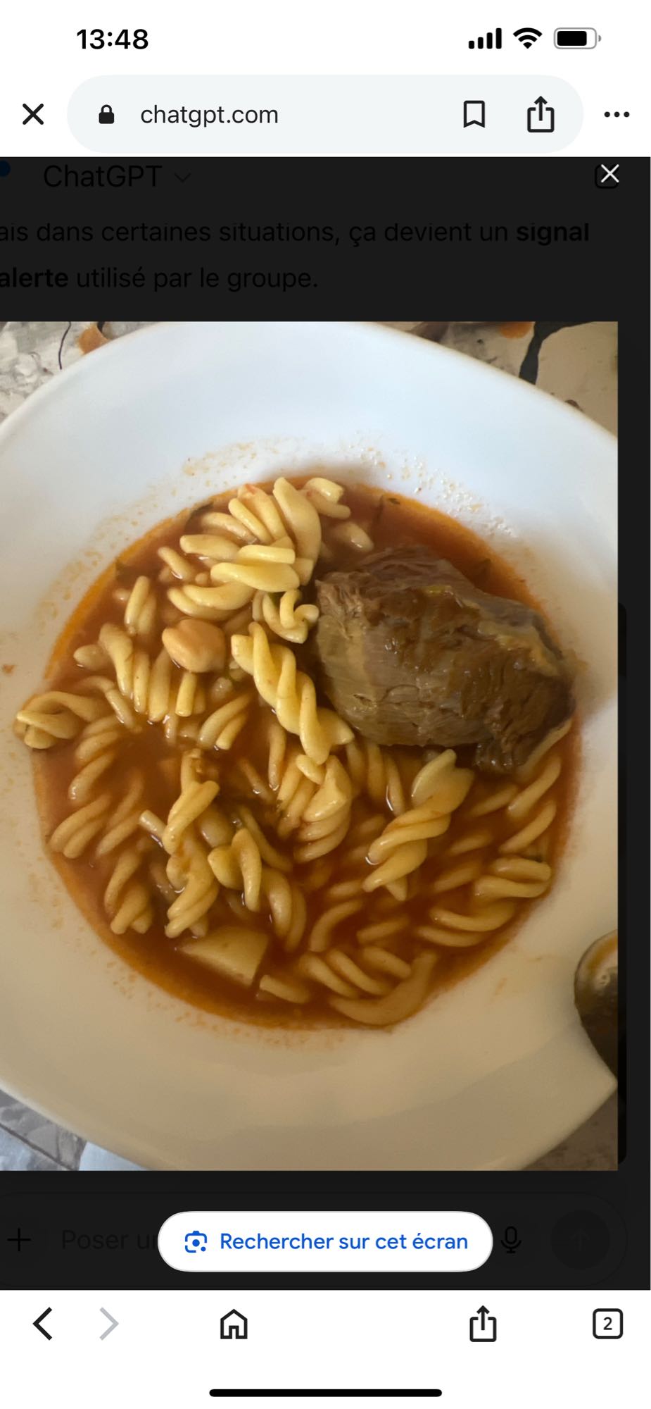 Pâtes sauce tomate et bœuf