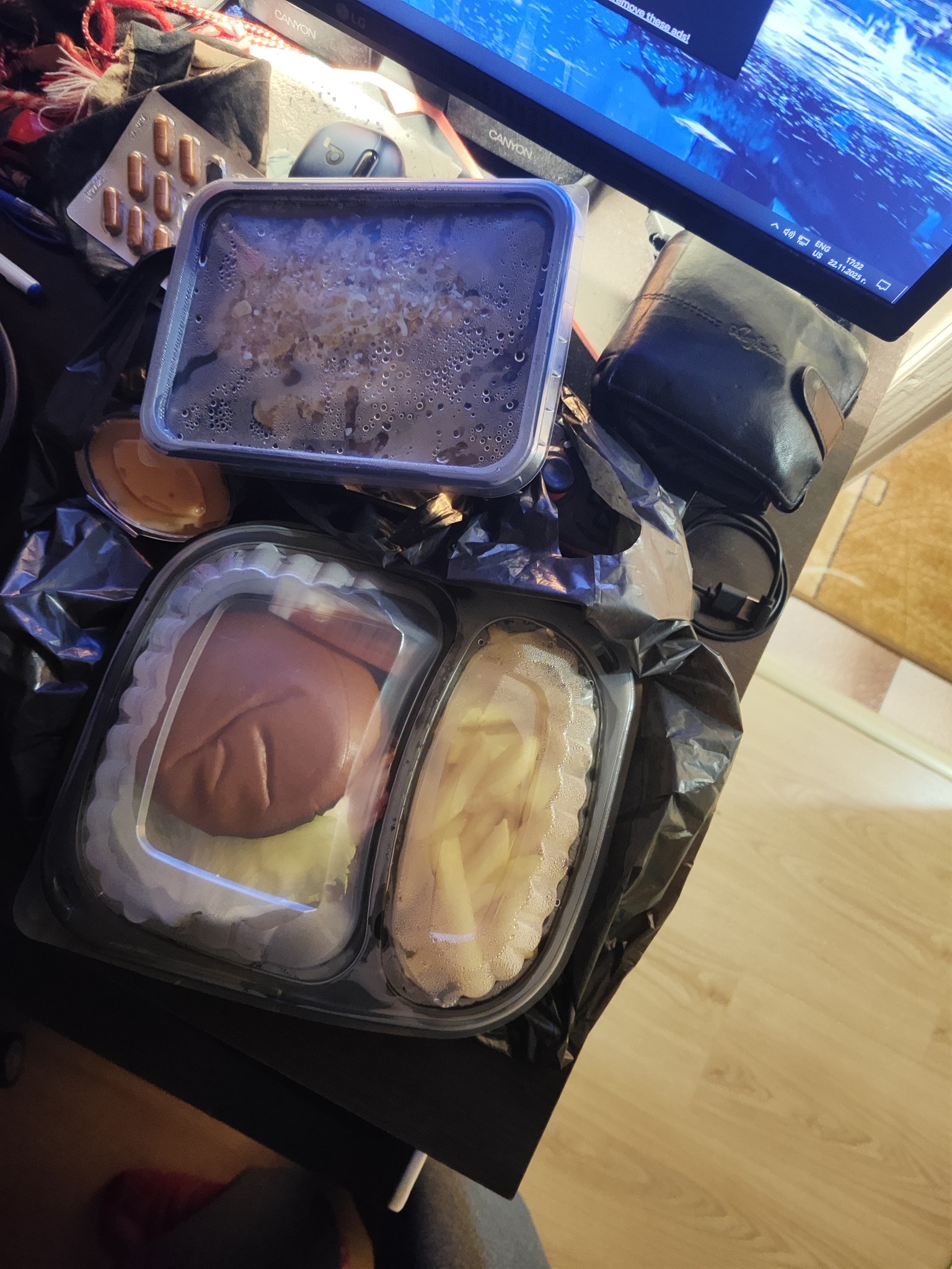 Burger, Fries & Oatmeal