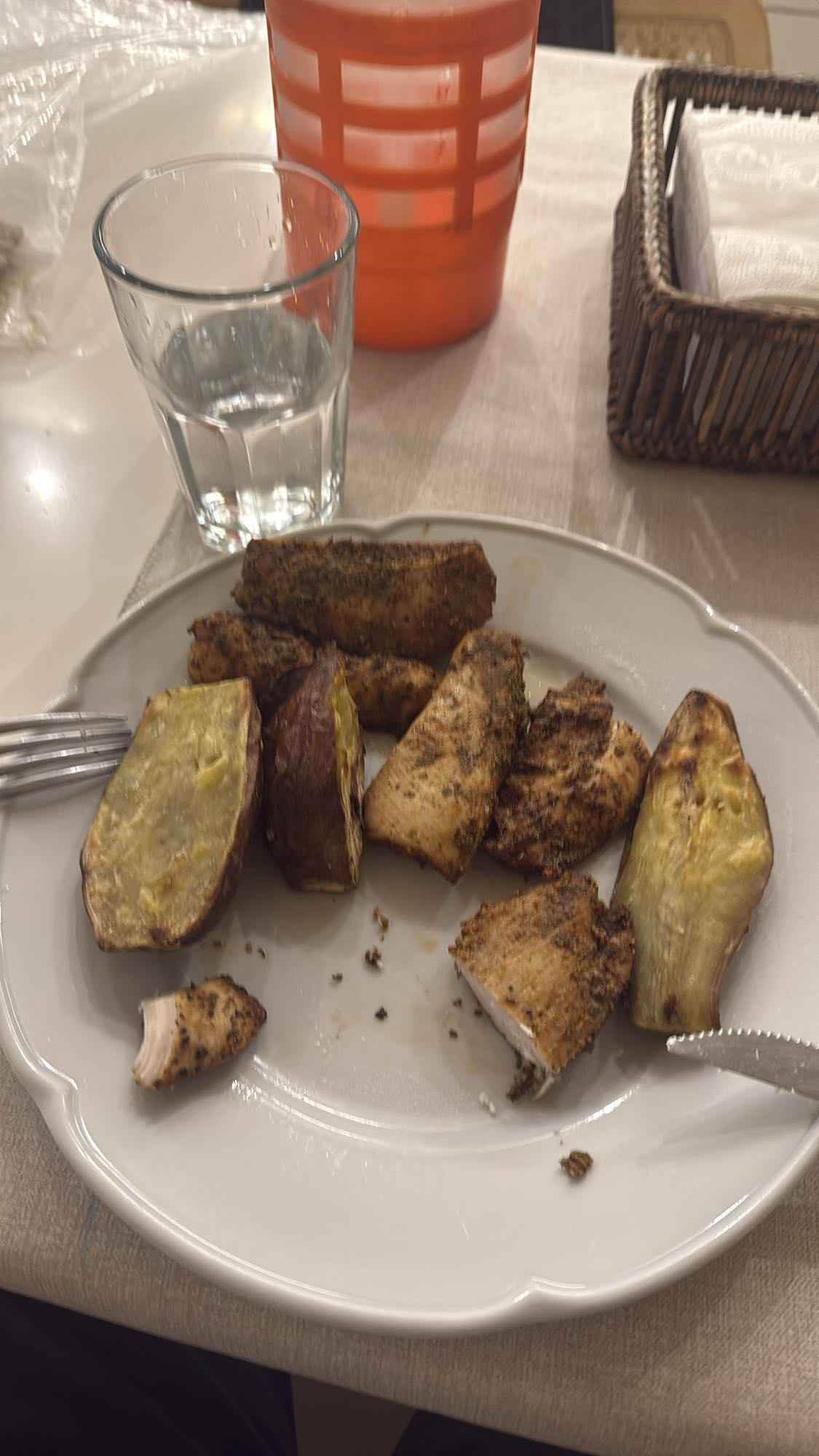 Pollo con batata asada