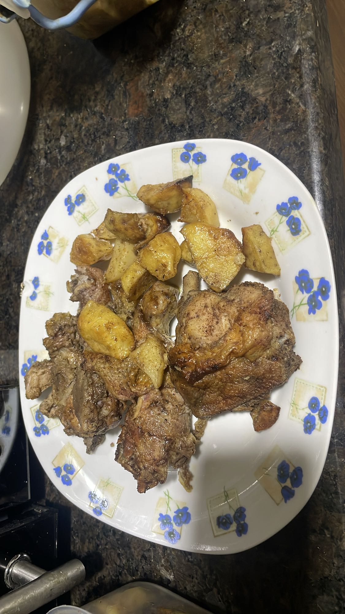 Roast chicken and potatoes
