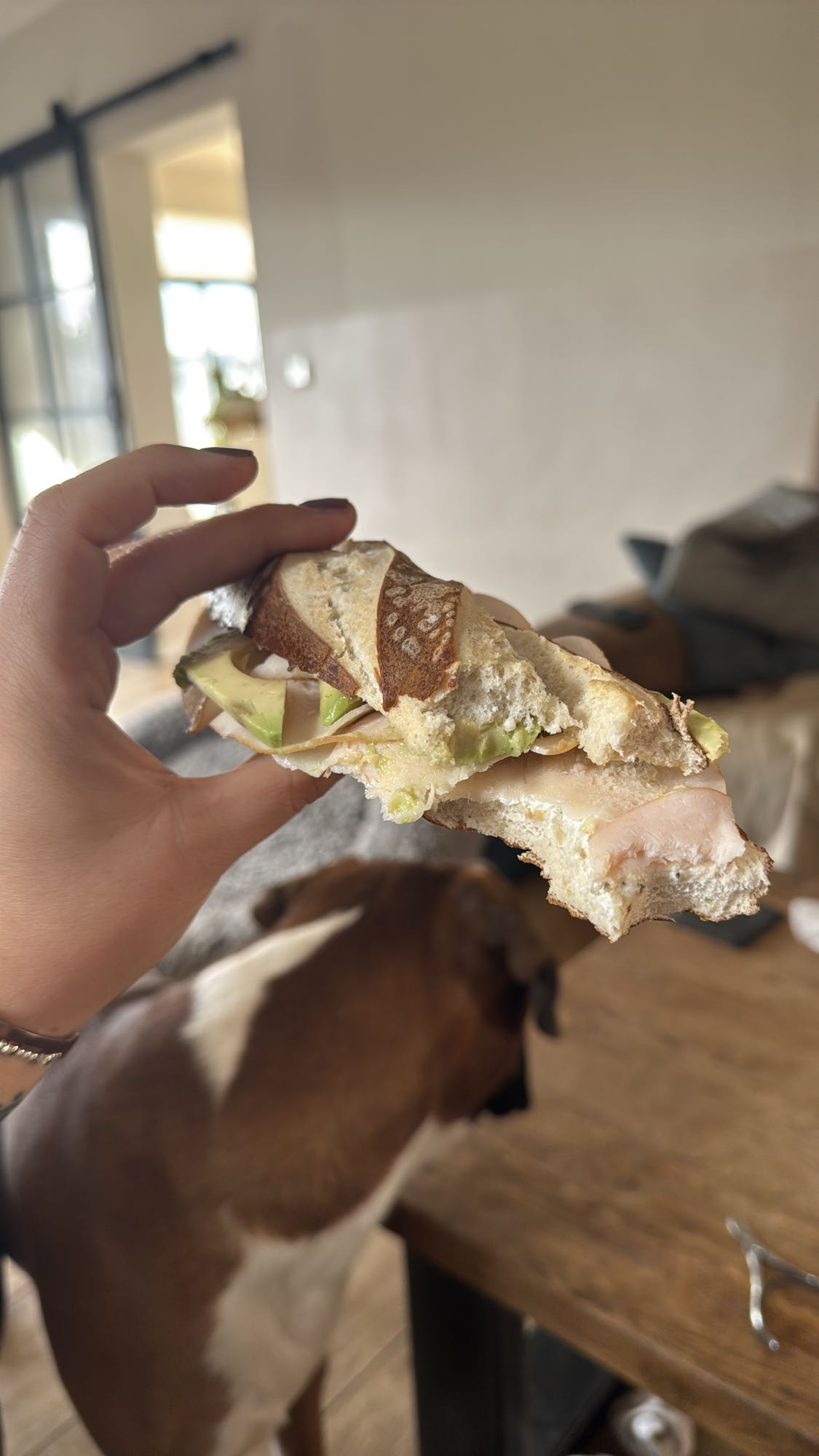 Kalkoen-avocado broodje