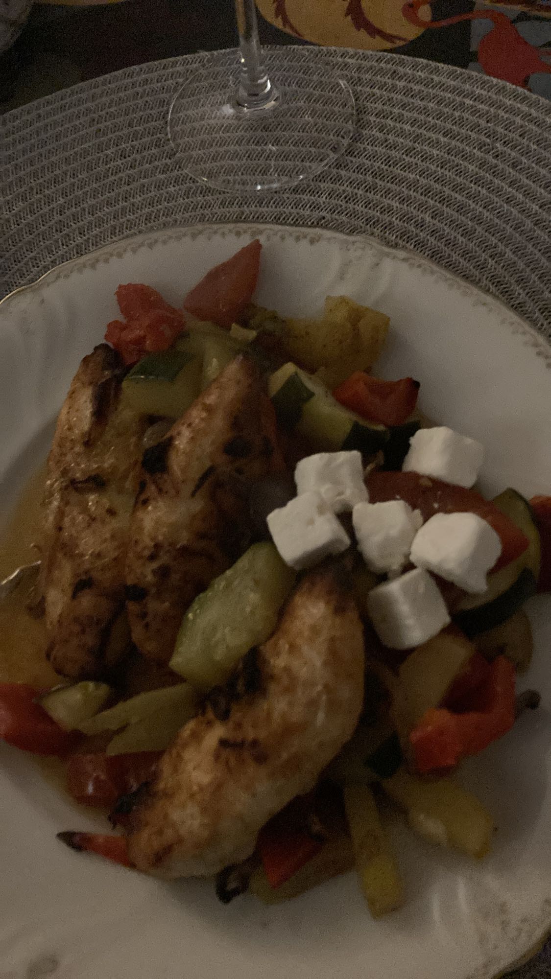 Kyckling med grillade grönsaker