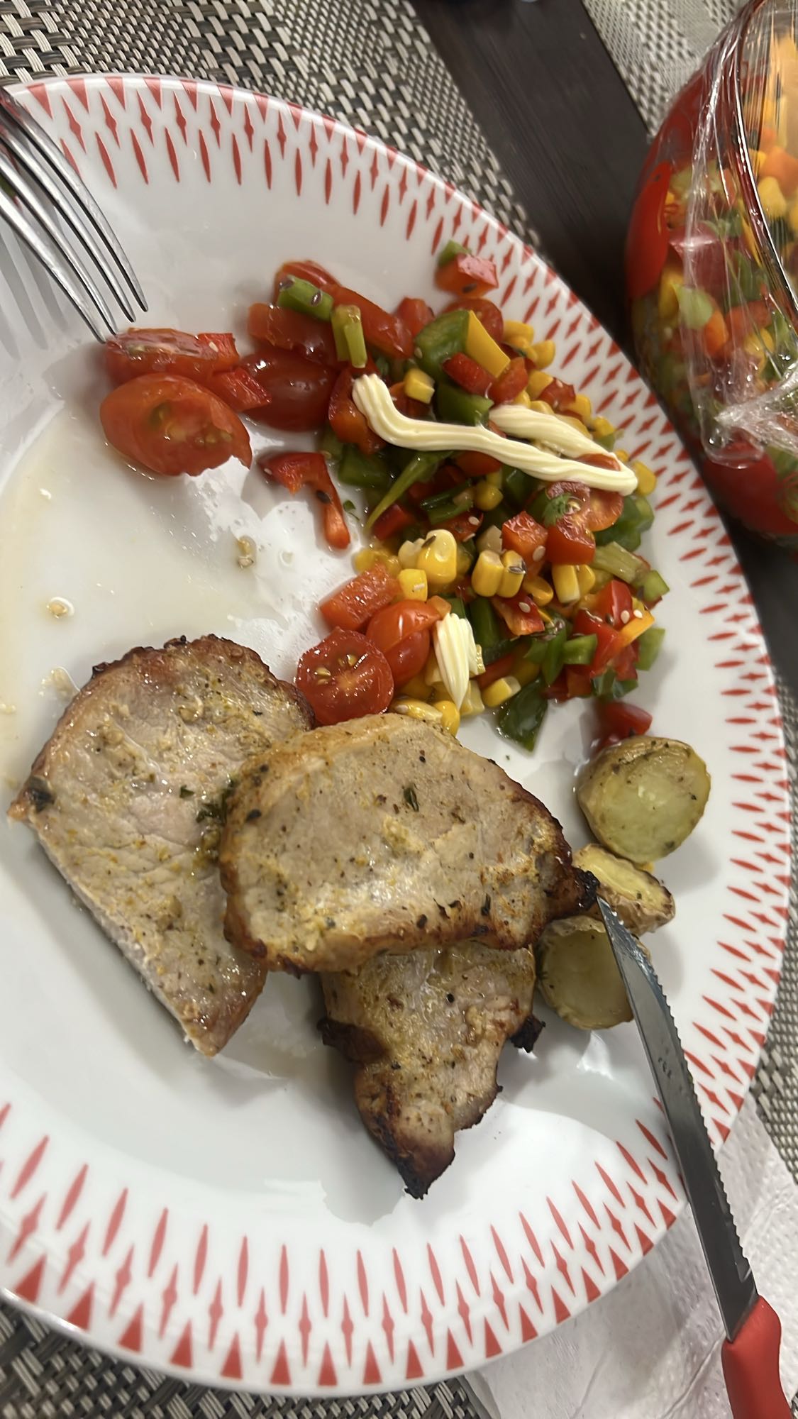 Pork with veggie salad