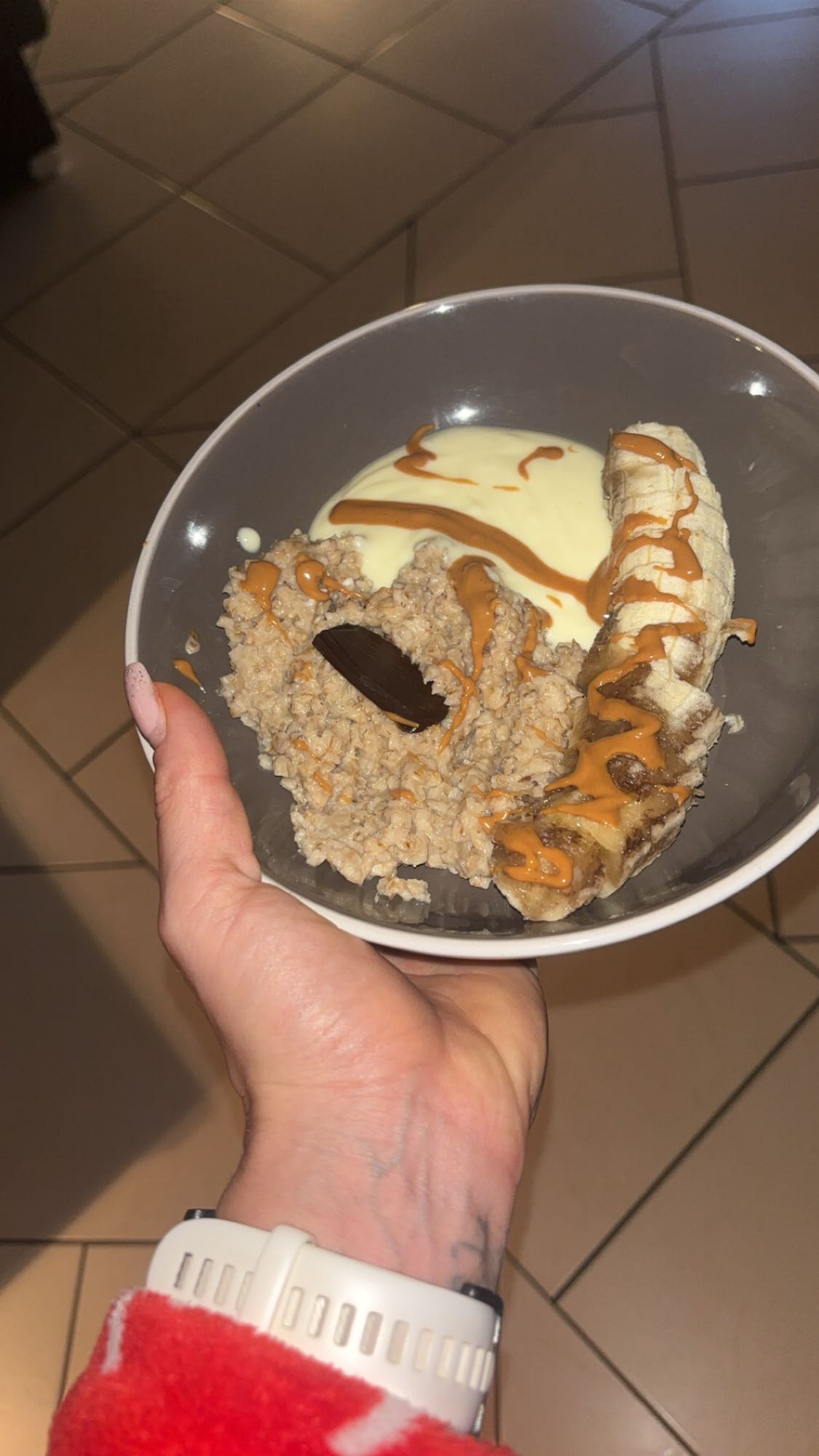 Porridge banane et fromage blanc