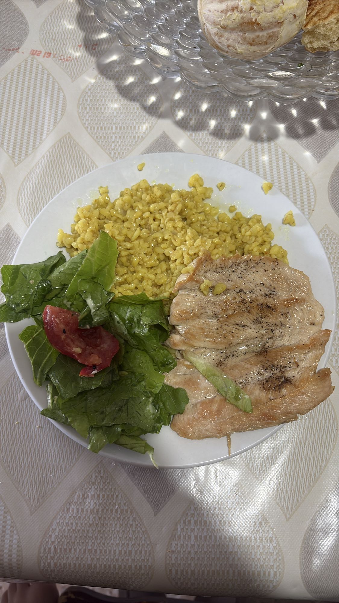 Poulet, boulgour et salade