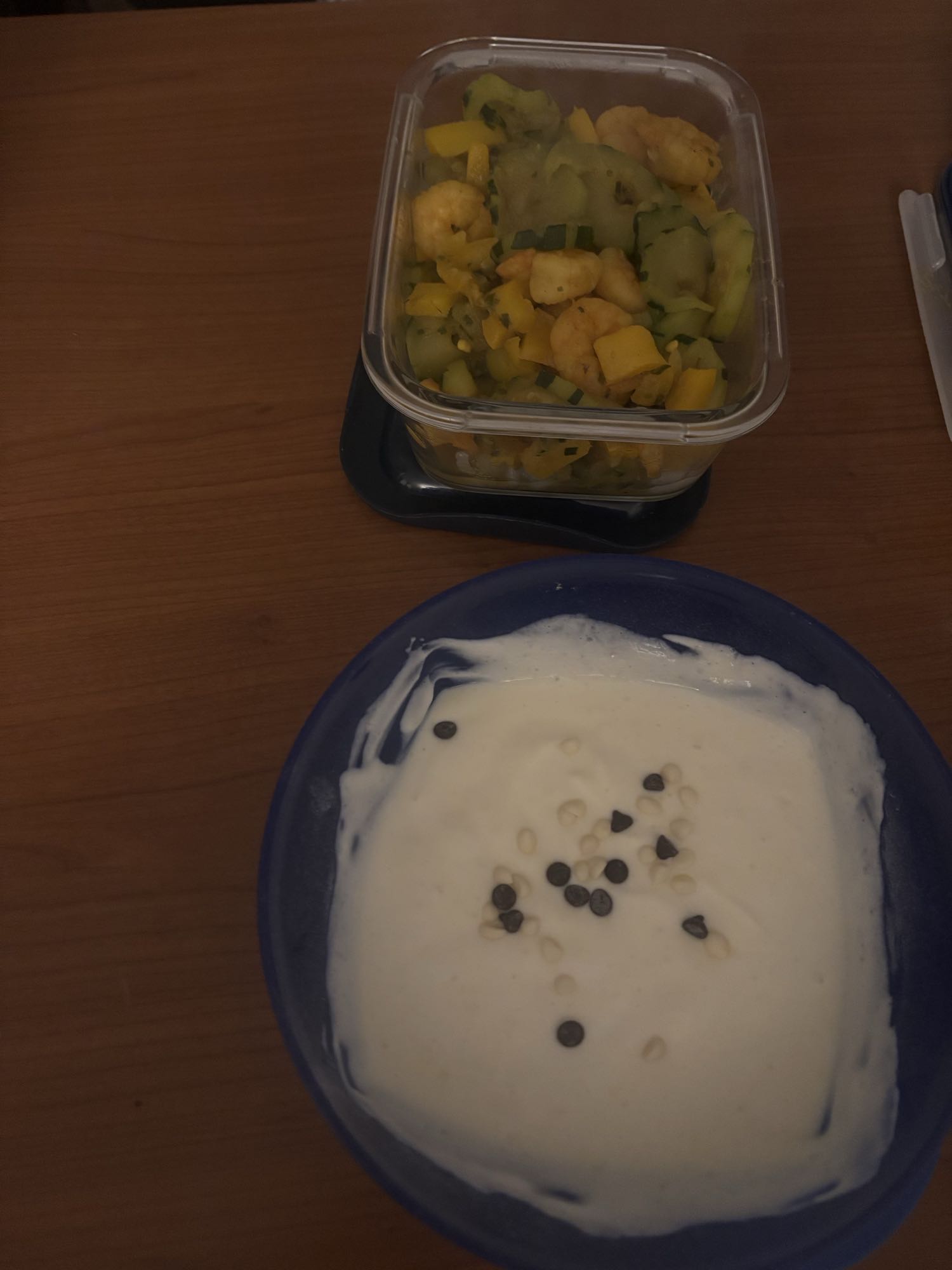 Nouilles de konjac aux crevettes et fromage blanc protéiné