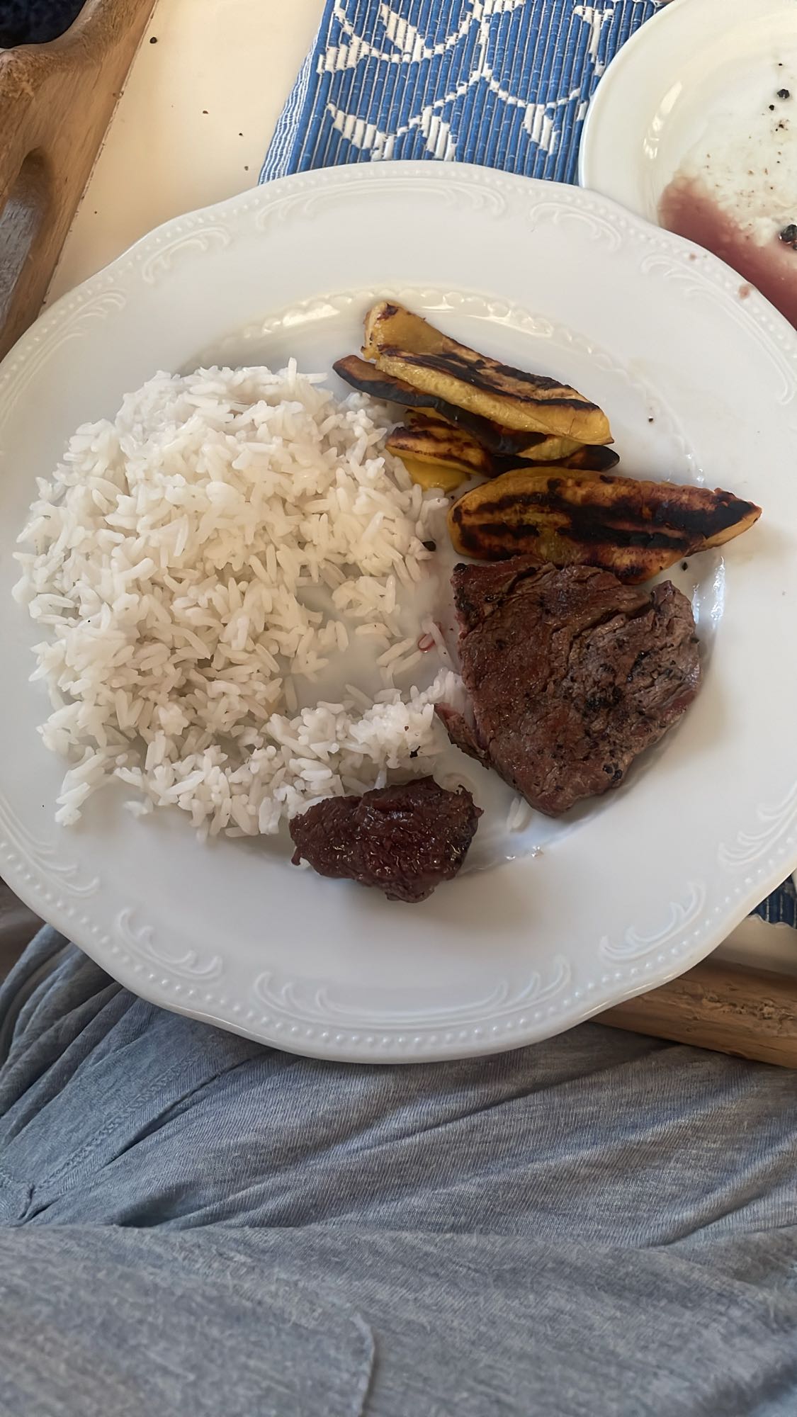 Rice, steak, and plantain