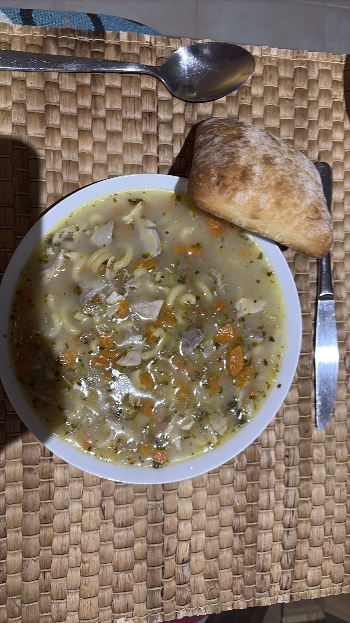 Chicken noodle soup & bread