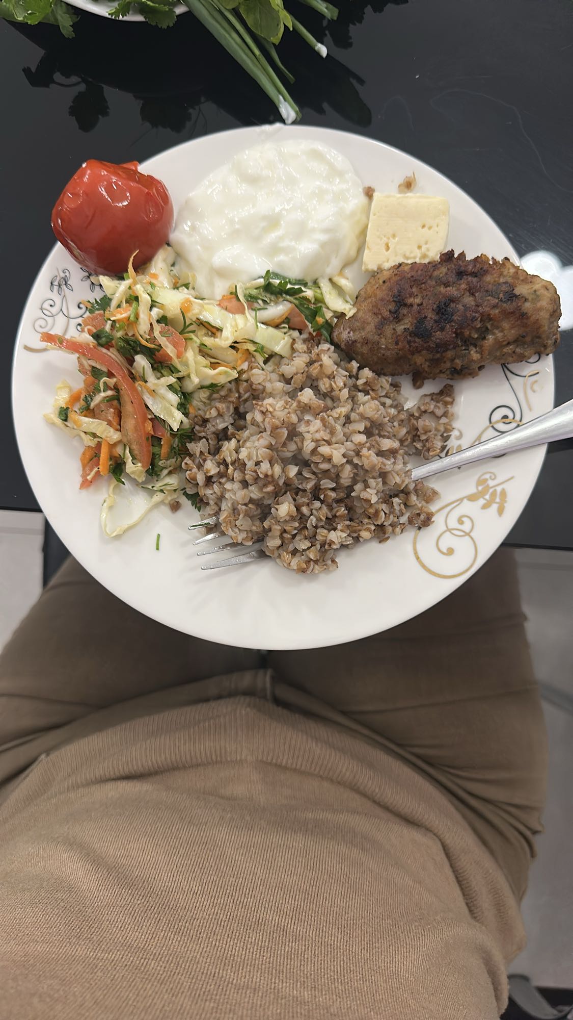 Buckwheat and Cutlet Plate