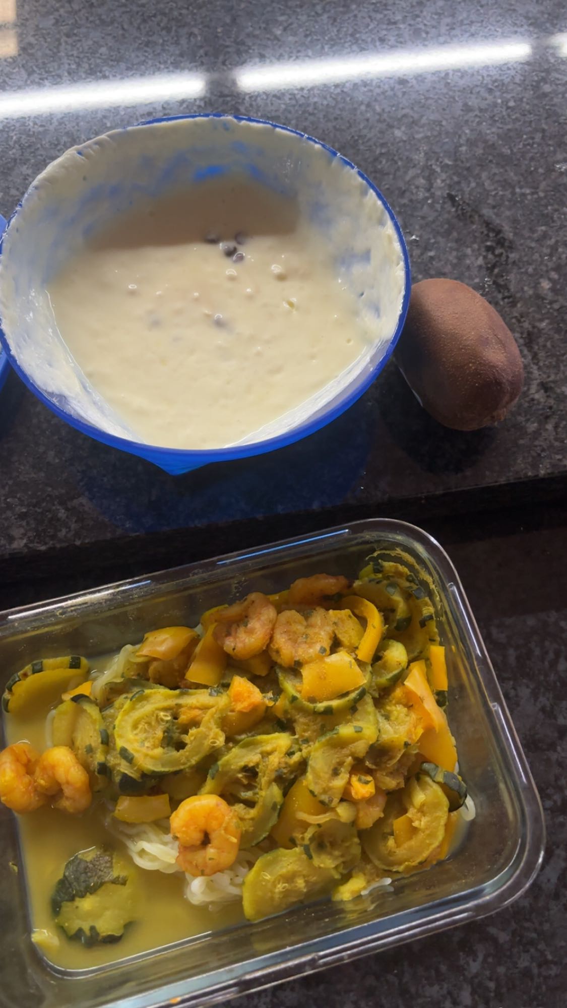 Crevettes, konjac, courgettes & fromage blanc