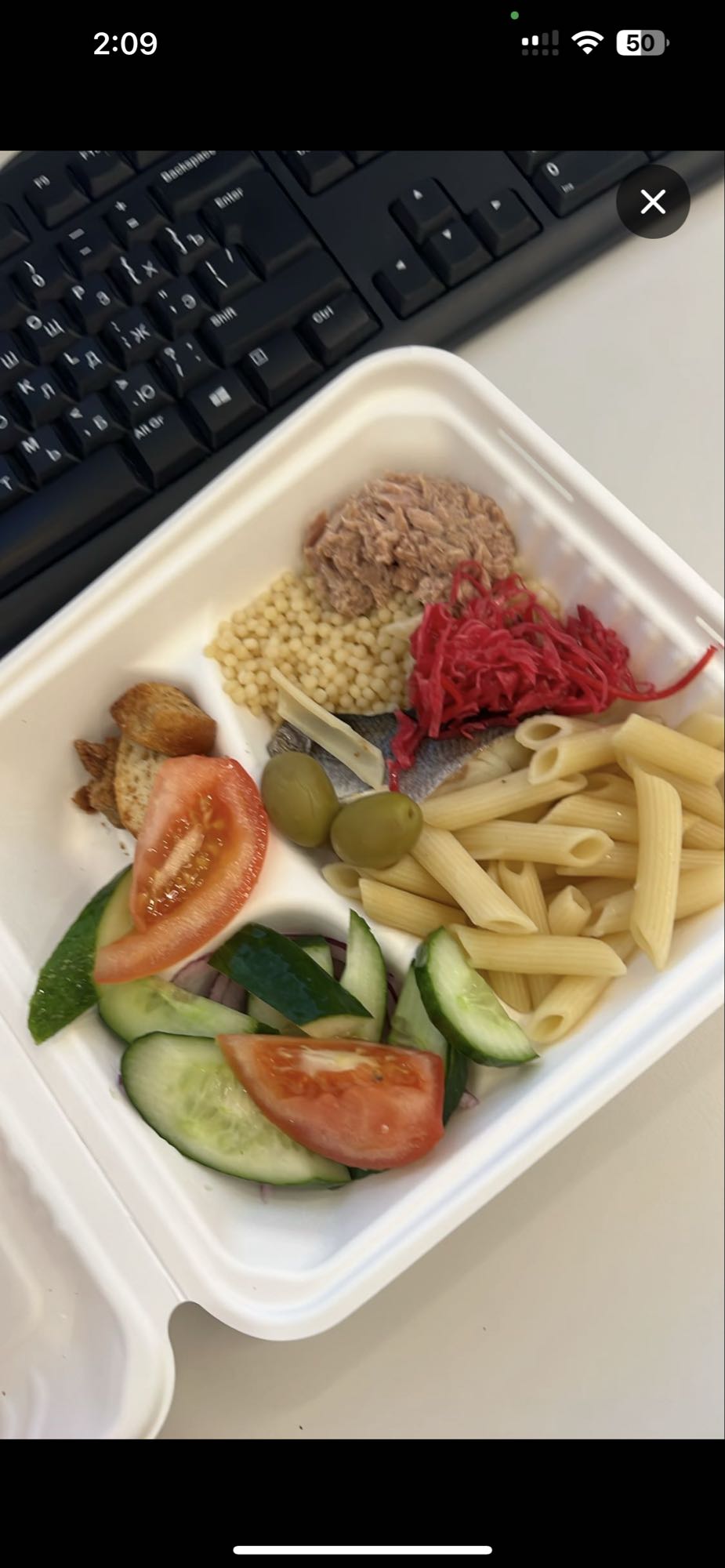 обед с пастой и тунцом
