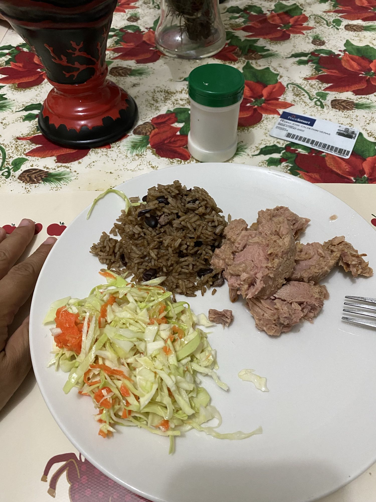 Arroz con atún y ensalada