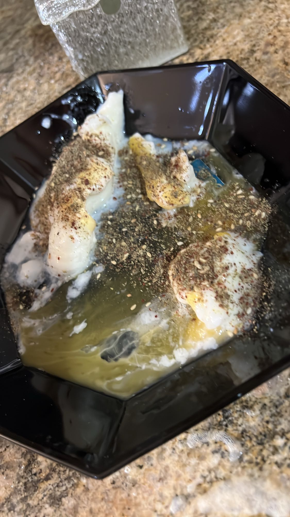 Poached egg whites and whole egg with zaatar