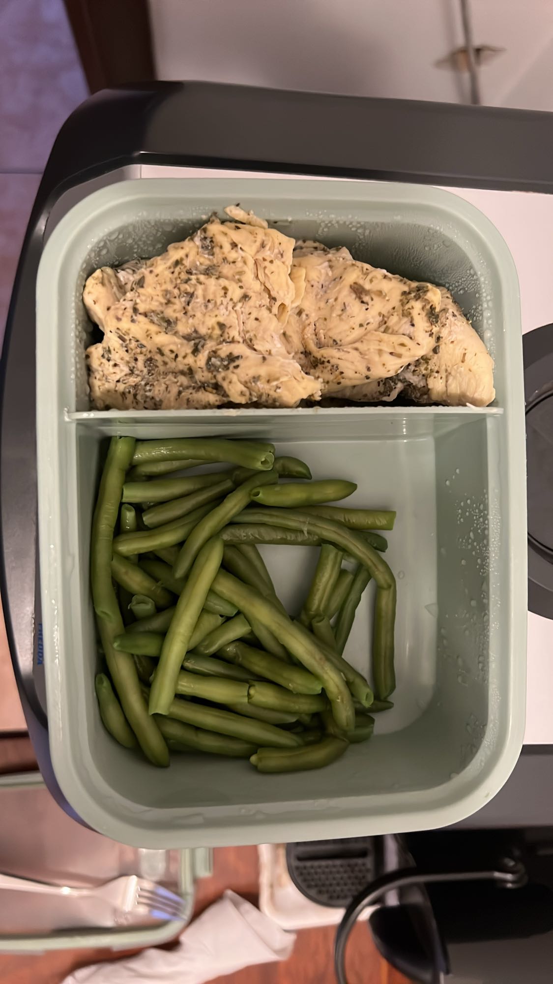 Kip met sperziebonen